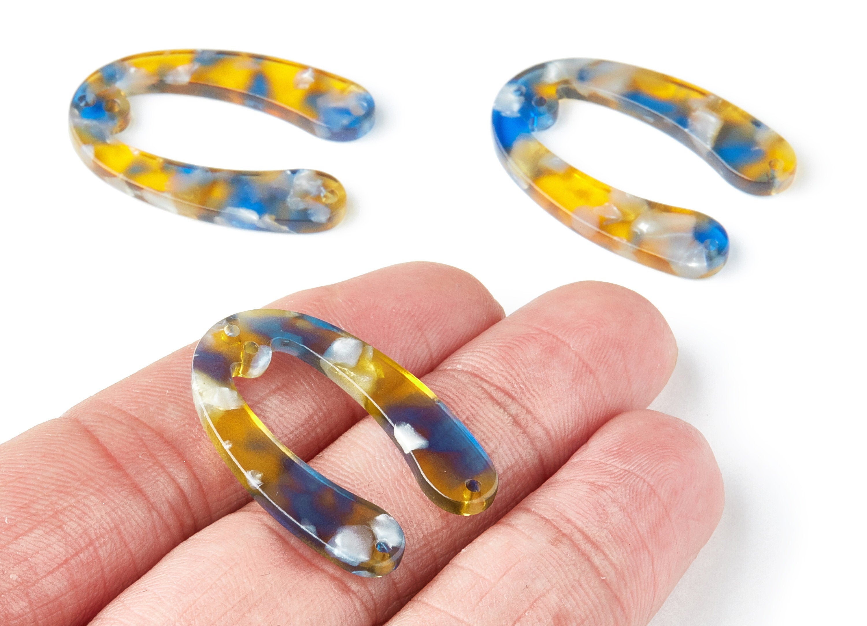 Acetate U Earring Charms - U Pendant With 4 Holes - Earring Findings - Jewelry Supplies - Color Code: A40 - 31.76x22.44x2.7mm - AC1378E - DOMEDBAZAAR