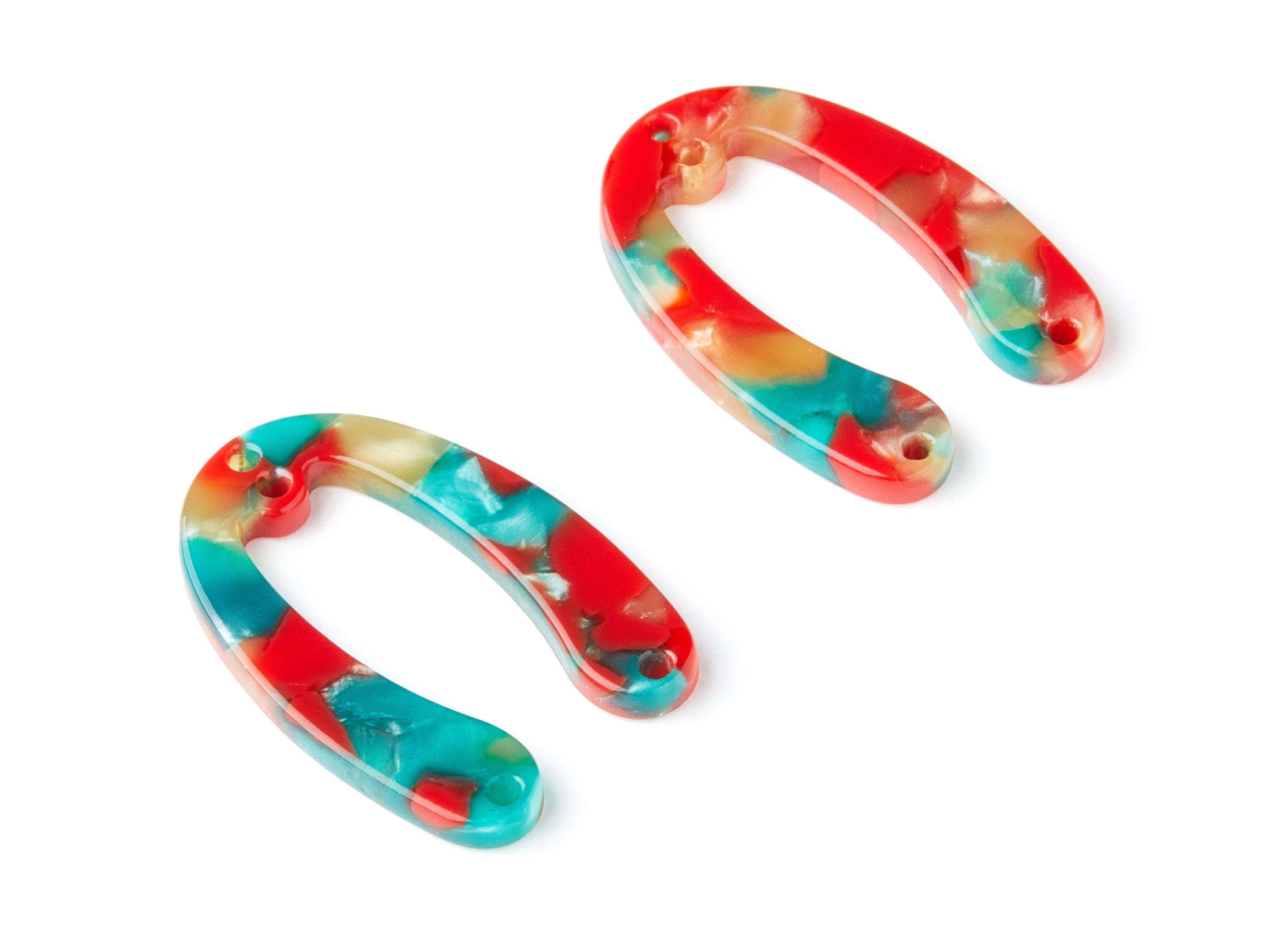 Acetate U Earring Charms - U Pendant With 4 Holes - Earring Findings - Jewelry Supplies - Color Code: A46 - 31.76x22.44x2.7mm - AC1378U - DOMEDBAZAAR