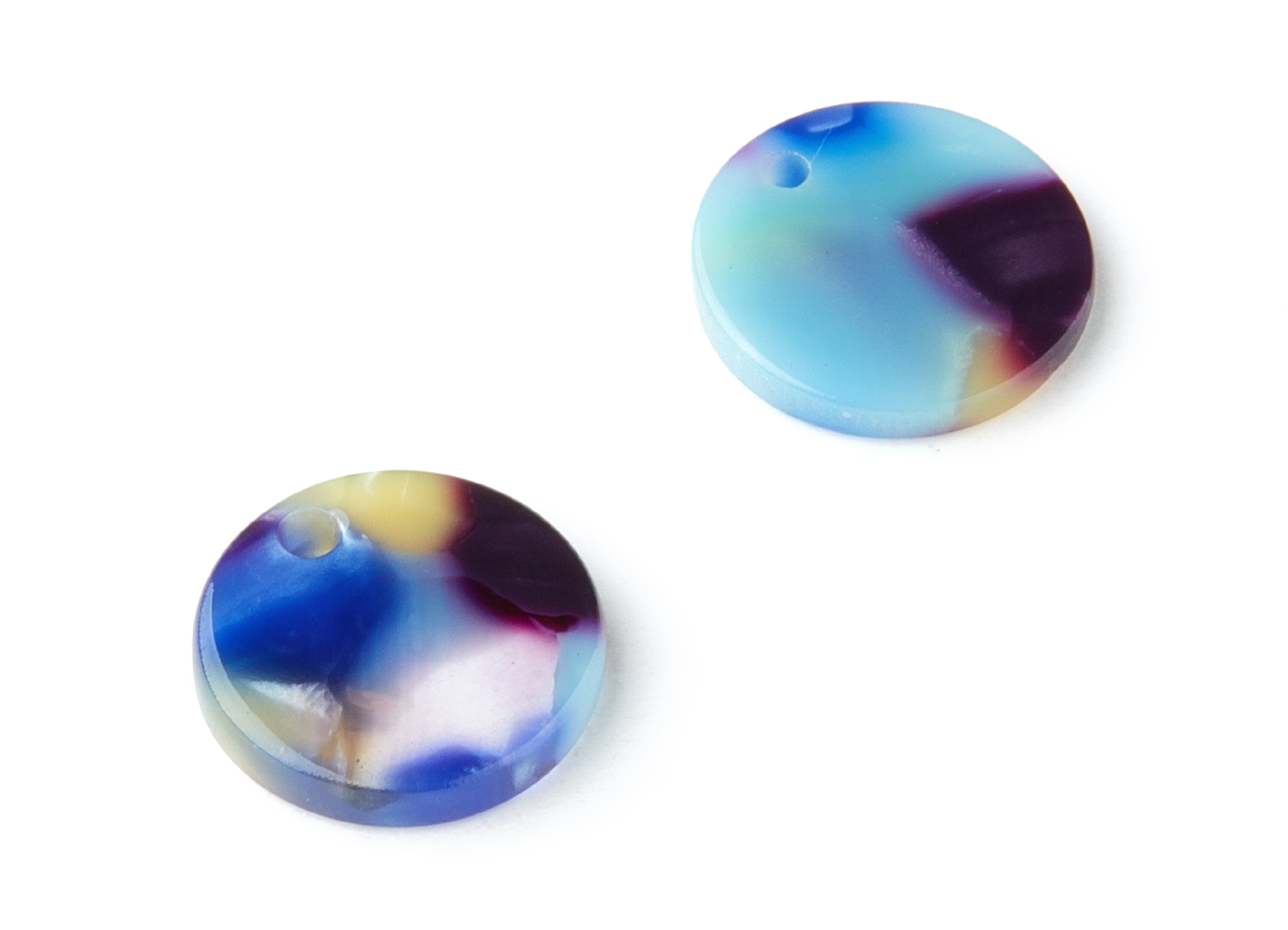 Acetate Coin & Round Charms - Coin and Round Earrings and Pendant - Earring Findings - Color Code:A23 - 14.5x14.5x2.5mm - AC1064AK - DOMEDBAZAAR
