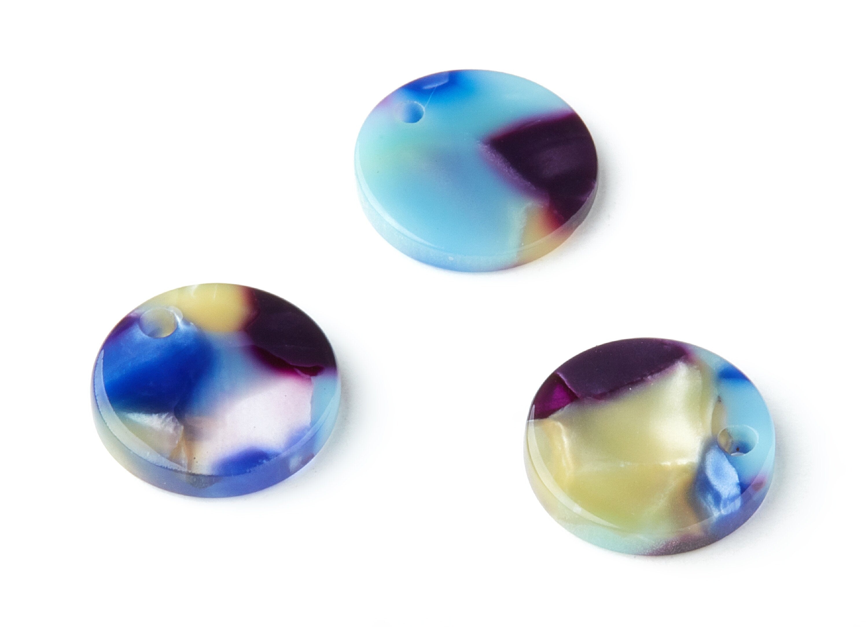 Acetate Coin & Round Charms - Coin and Round Earrings and Pendant - Earring Findings - Color Code:A23 - 14.5x14.5x2.5mm - AC1064AK - DOMEDBAZAAR