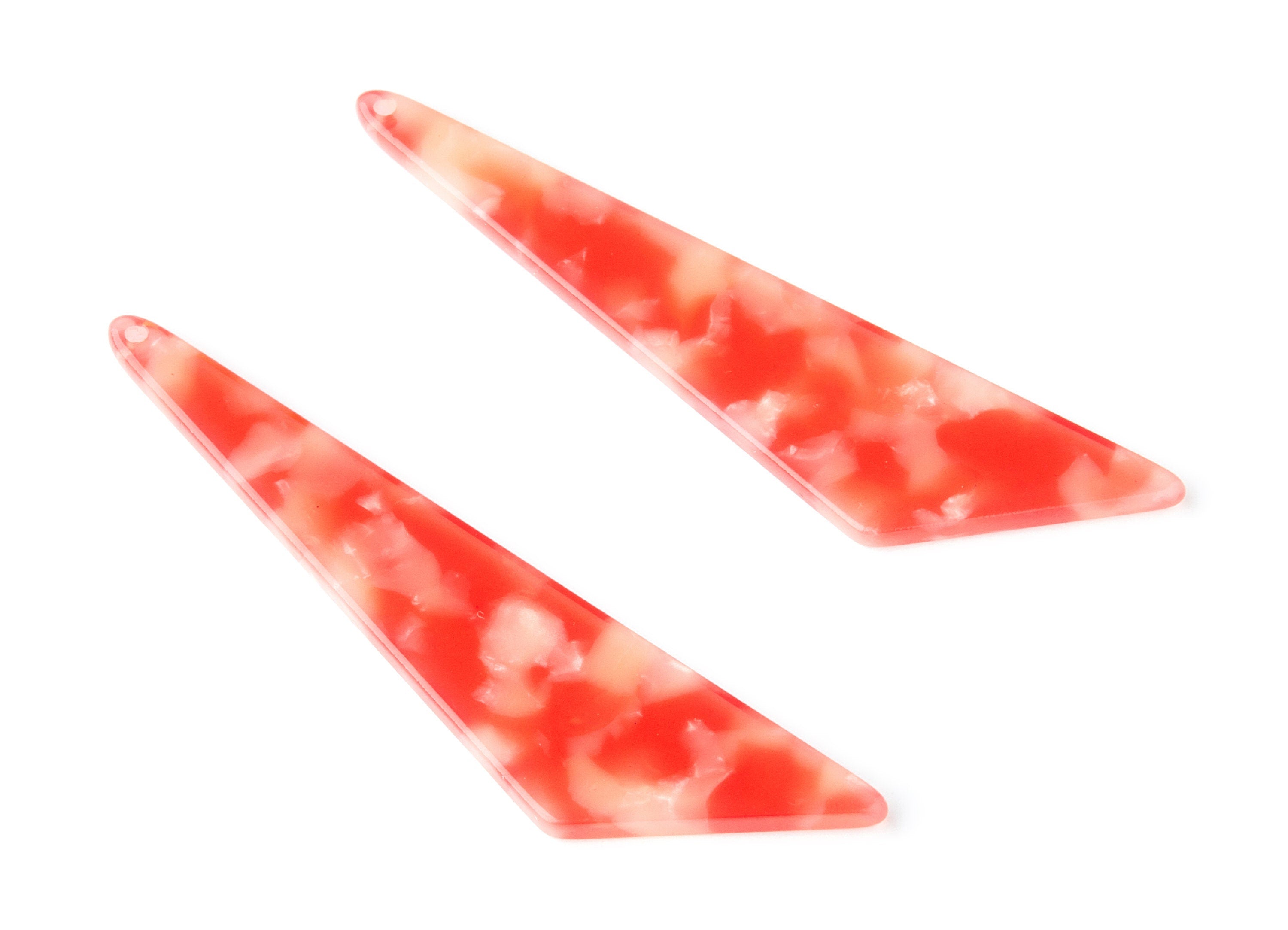Acetate Acrylic Earring Charm - Tortoise Shell Earrings - Triangle Shaped Pendant - Color Code: A34 - 68.73x16.16x2.56mm - AC1367D - DOMEDBAZAAR