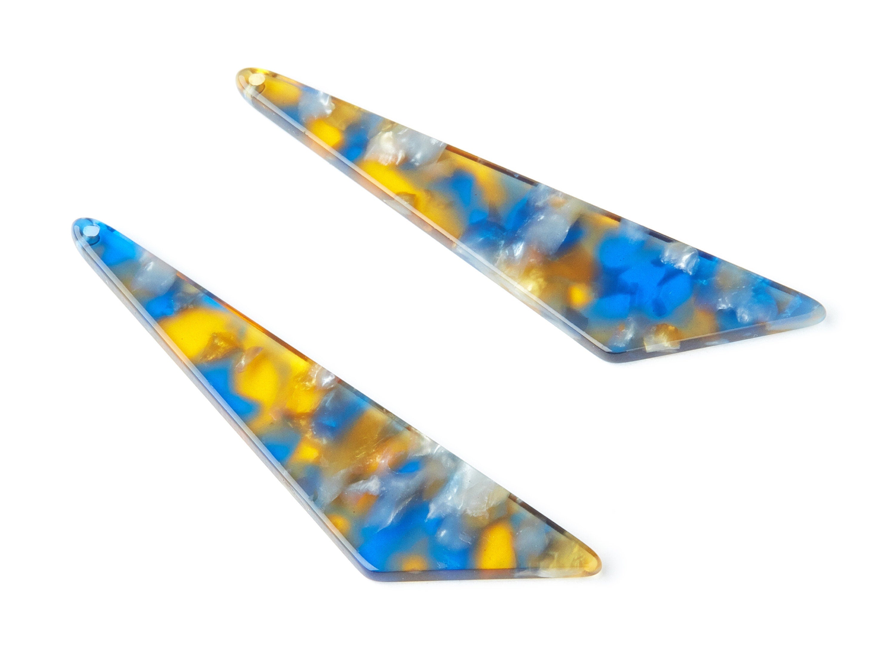 Acetate Acrylic Earring Charm - Tortoise Shell Earrings - Triangle Shaped Pendant - Color Code: A40 - 68.73x16.16x2.56mm - AC1367F - DOMEDBAZAAR