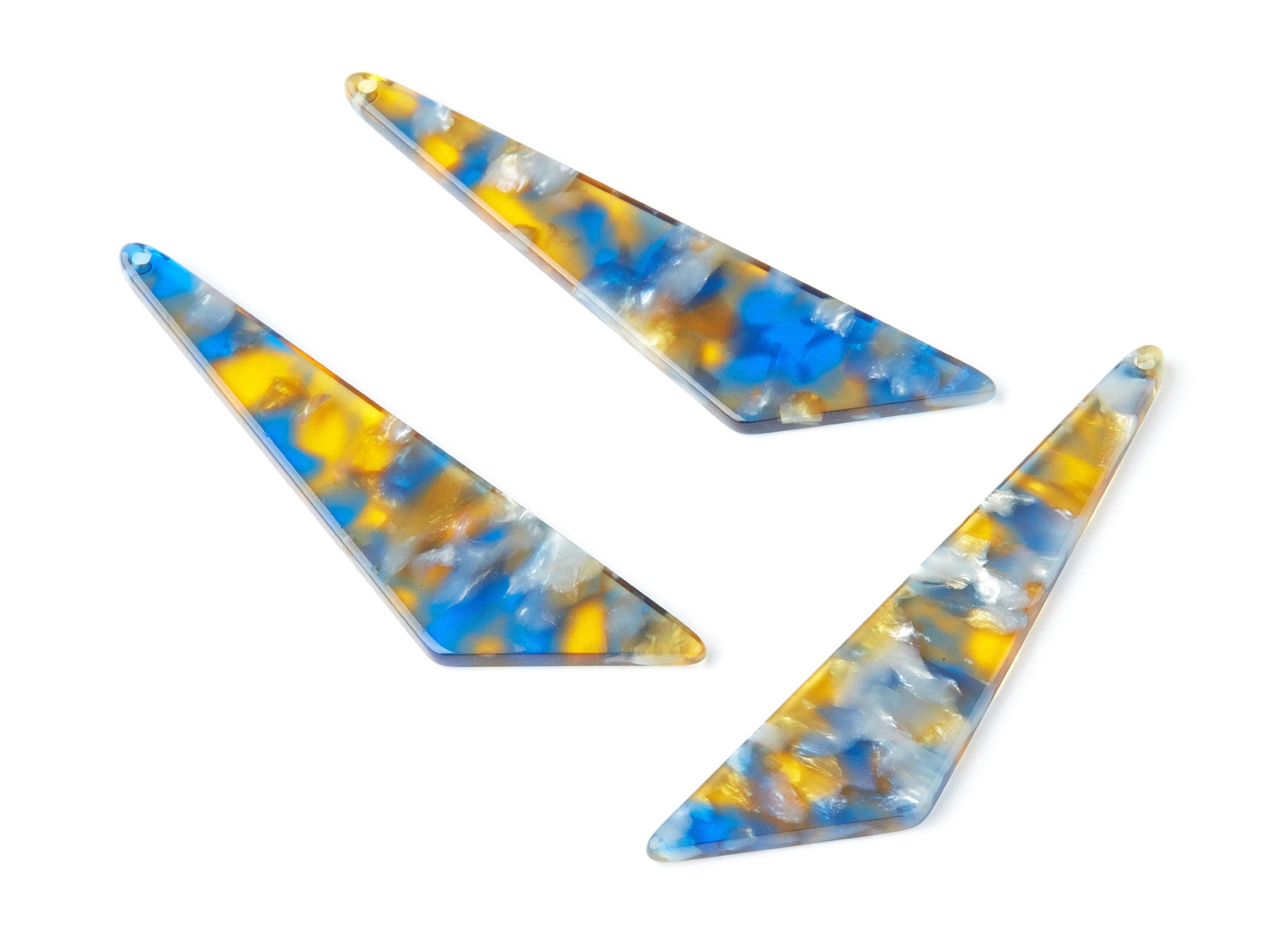 Acetate Acrylic Earring Charm - Tortoise Shell Earrings - Triangle Shaped Pendant - Color Code: A40 - 68.73x16.16x2.56mm - AC1367F - DOMEDBAZAAR