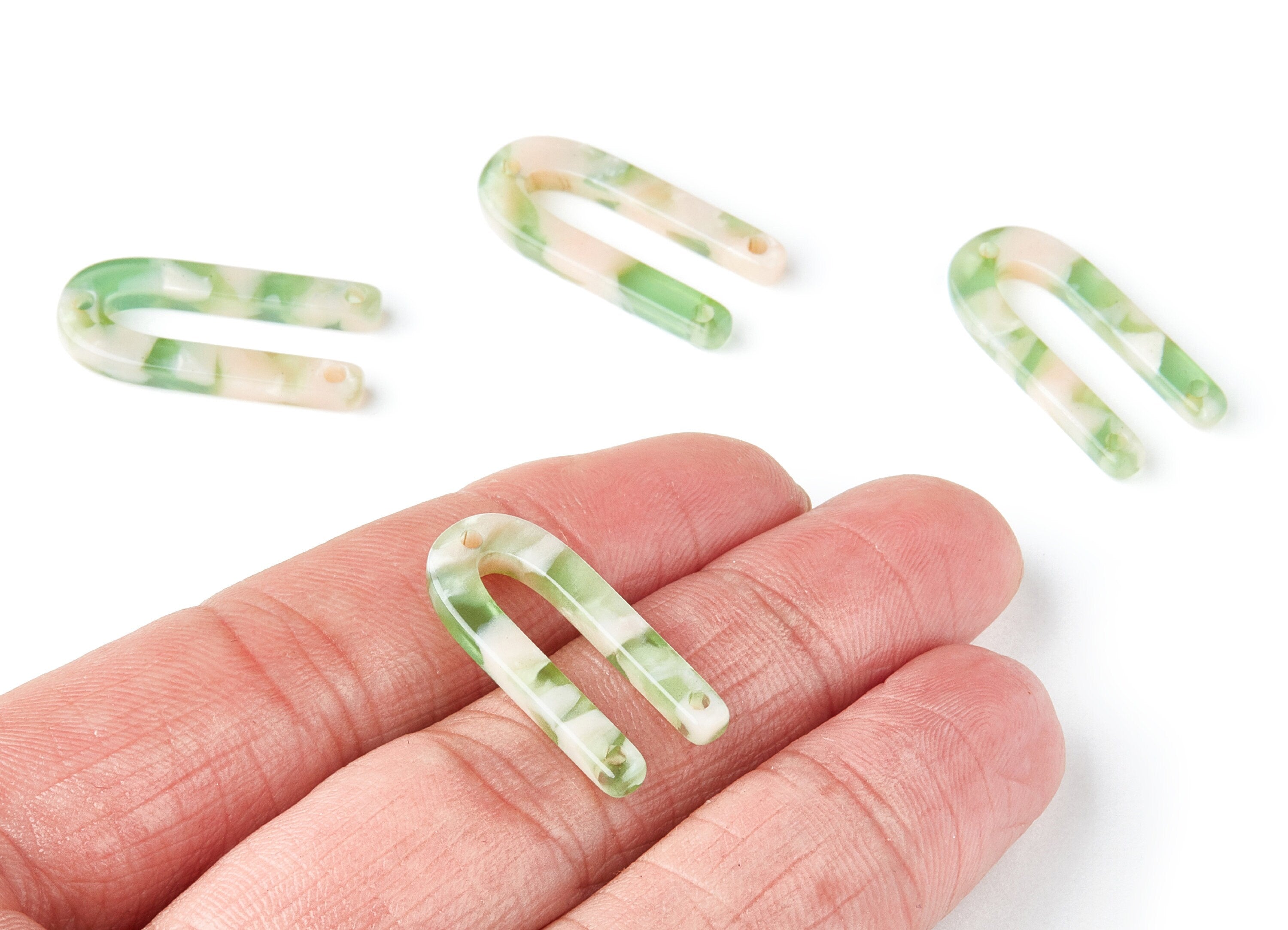 Acetate U Earring Charms - U Shaped Pendant - 3 Holes - Earring Findings - Jewelry Supplies - Color Code: A38 - 25.65x11.6x2.54mm - AC1377L - DOMEDBAZAAR