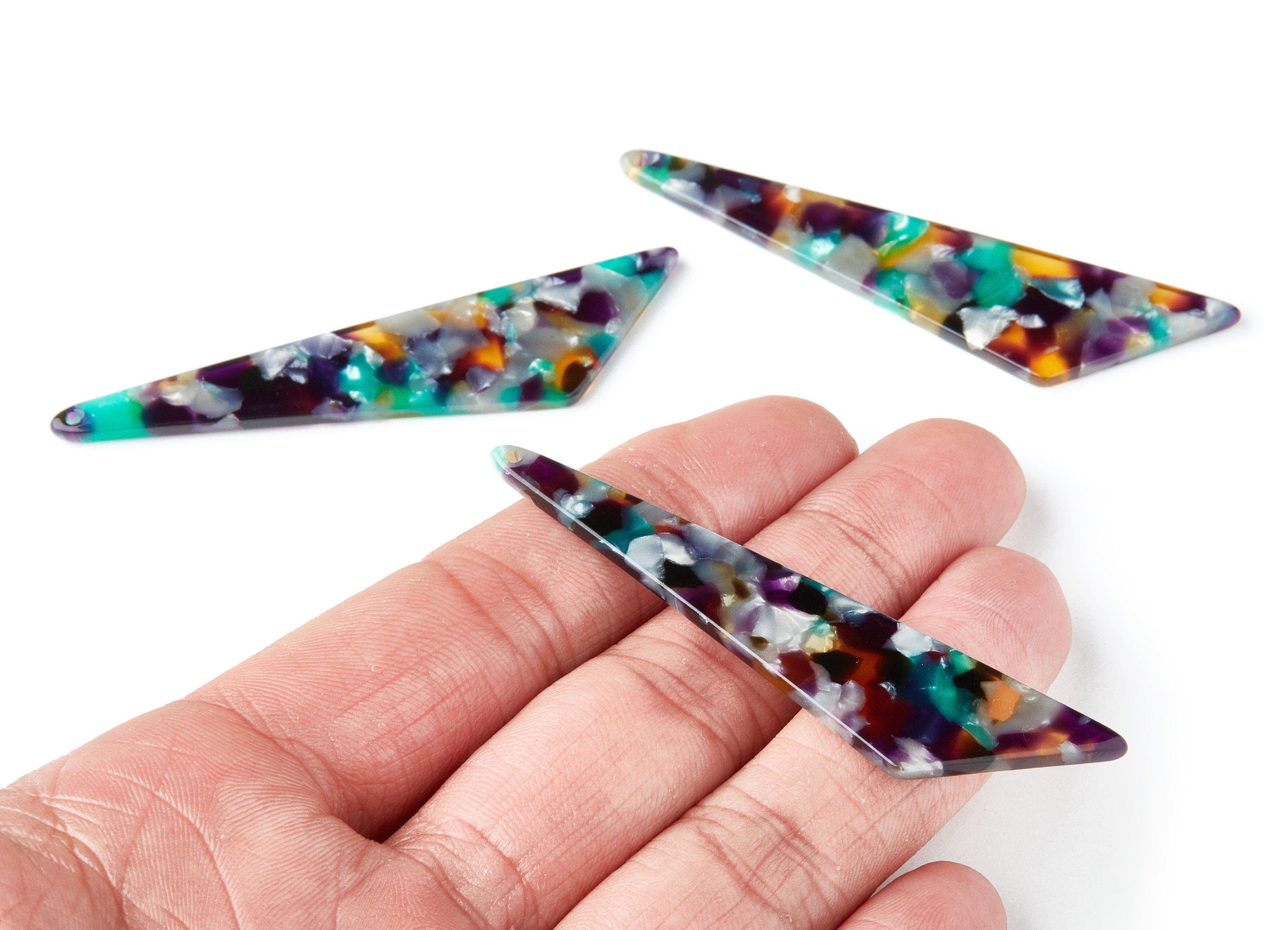 Acetate Triangle Earring Charms - Triangle Pendant - Earring Findings - Jewelry Supplies - Color Code: A50 - 68.73x16.16x2.56mm - AC1367K - DOMEDBAZAAR