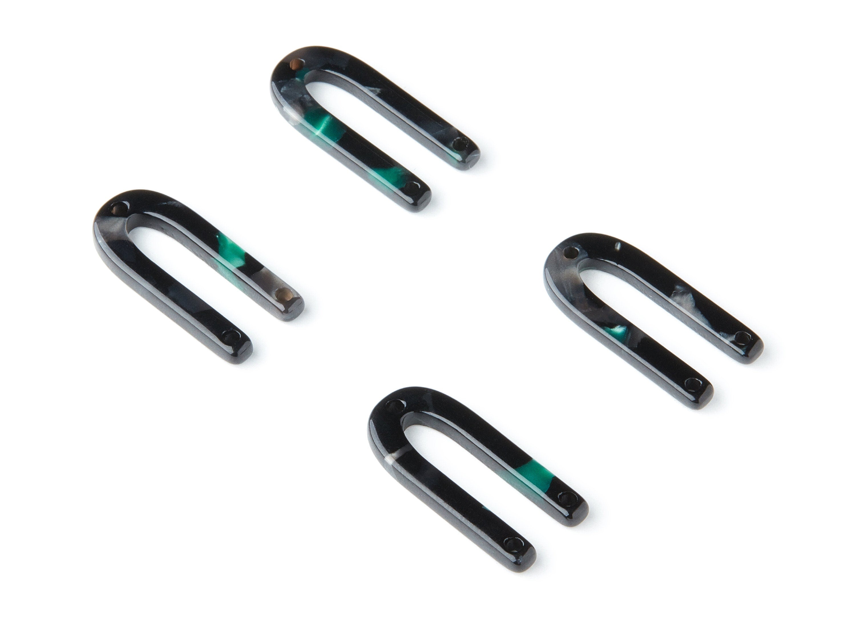 Acetate U Earring Charms - U Shaped Pendant With 3 Holes - Earring Findings - Jewelry Supplies - Color Code: A49 - 25.7x11.6x2.5mm - AC1377M - DOMEDBAZAAR