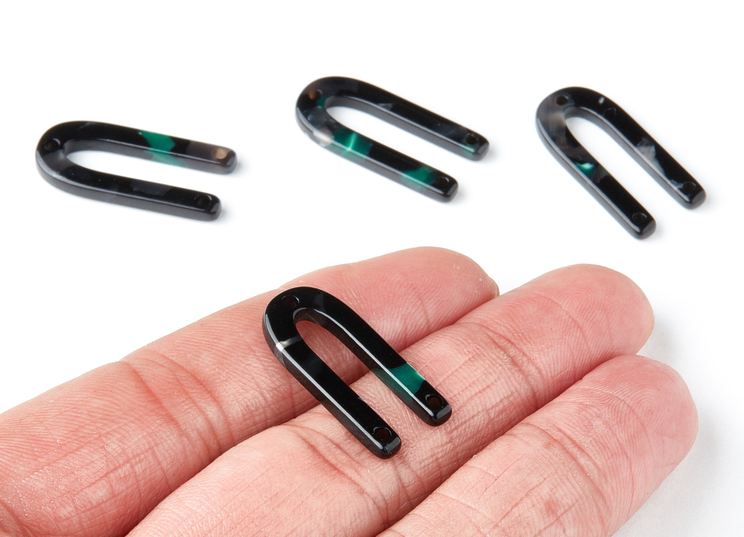 Acetate U Earring Charms - U Shaped Pendant With 3 Holes - Earring Findings - Jewelry Supplies - Color Code: A49 - 25.7x11.6x2.5mm - AC1377M - DOMEDBAZAAR