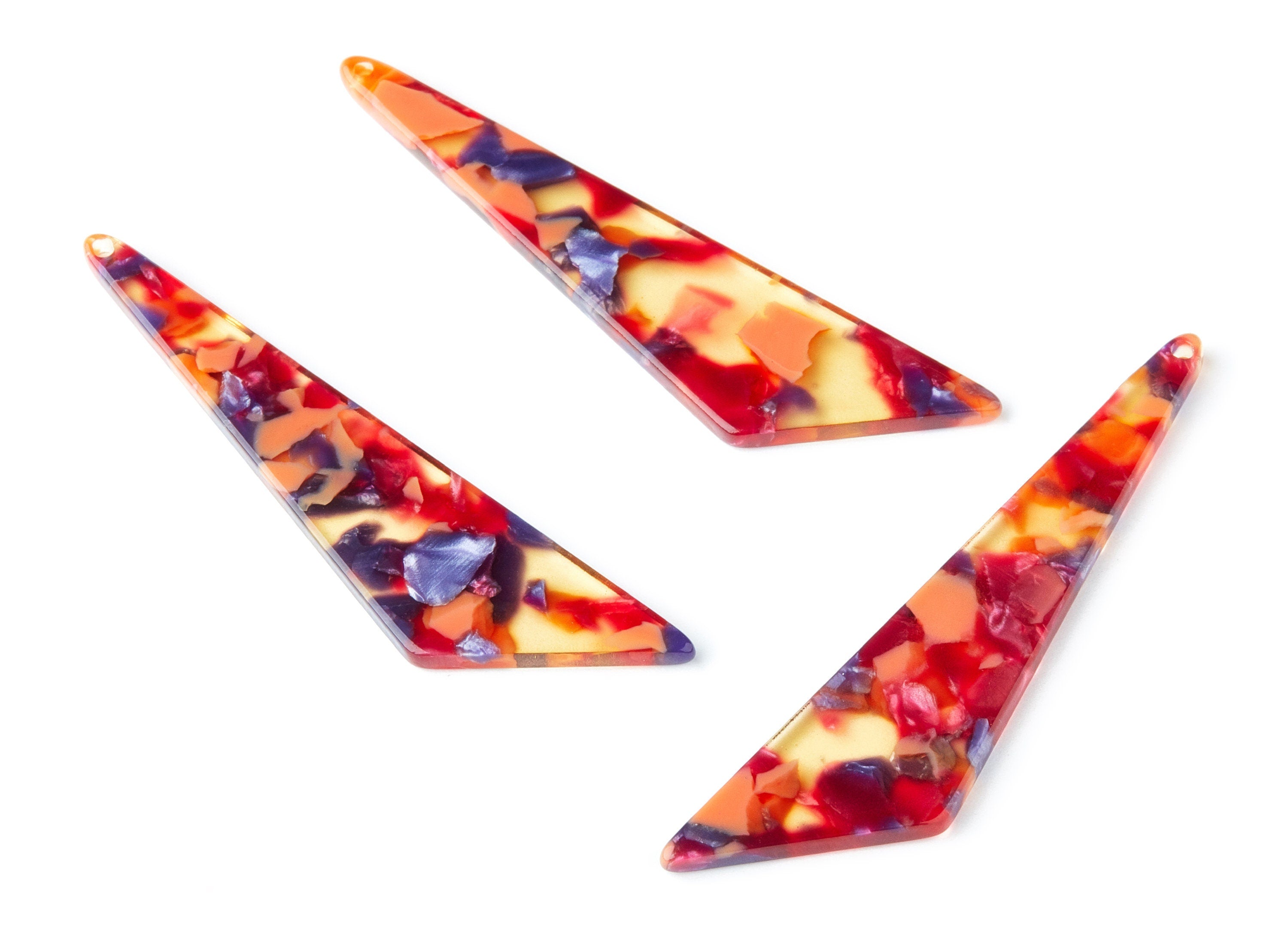 Acetate Triangle Earring Charms - Triangle Pendant - Earring Findings - Jewelry Supplies - Color Code: A44 - 68.73x16.16x2.56mm - AC1367M - DOMEDBAZAAR