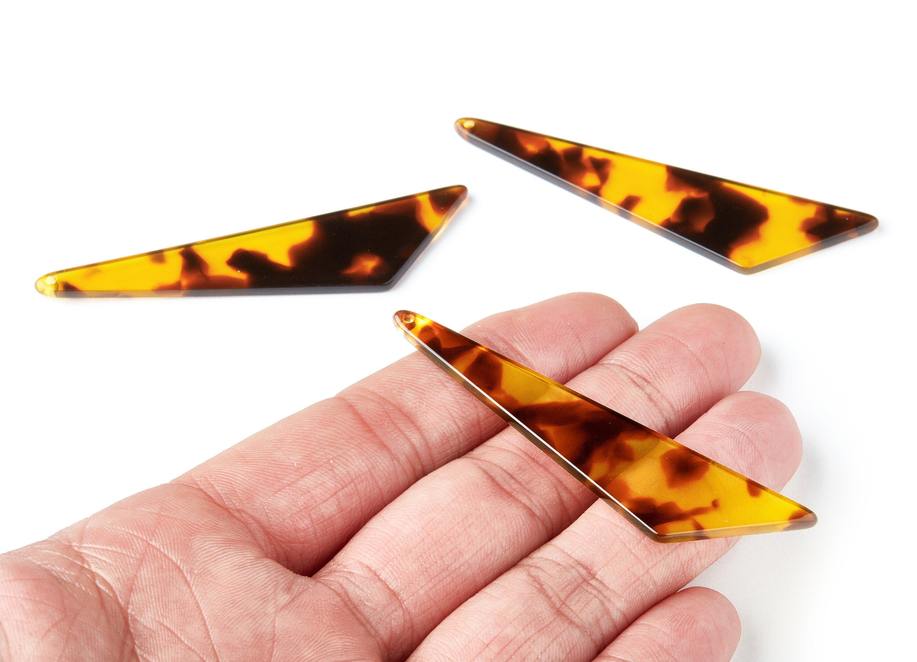 Acetate Acrylic Earring Charm - Tortoise Shell Earring - Triangle Pendant - Jewelry Supplies - Color Code: A05 - 68.73x16.16x2.6mm - AC1367R - DOMEDBAZAAR