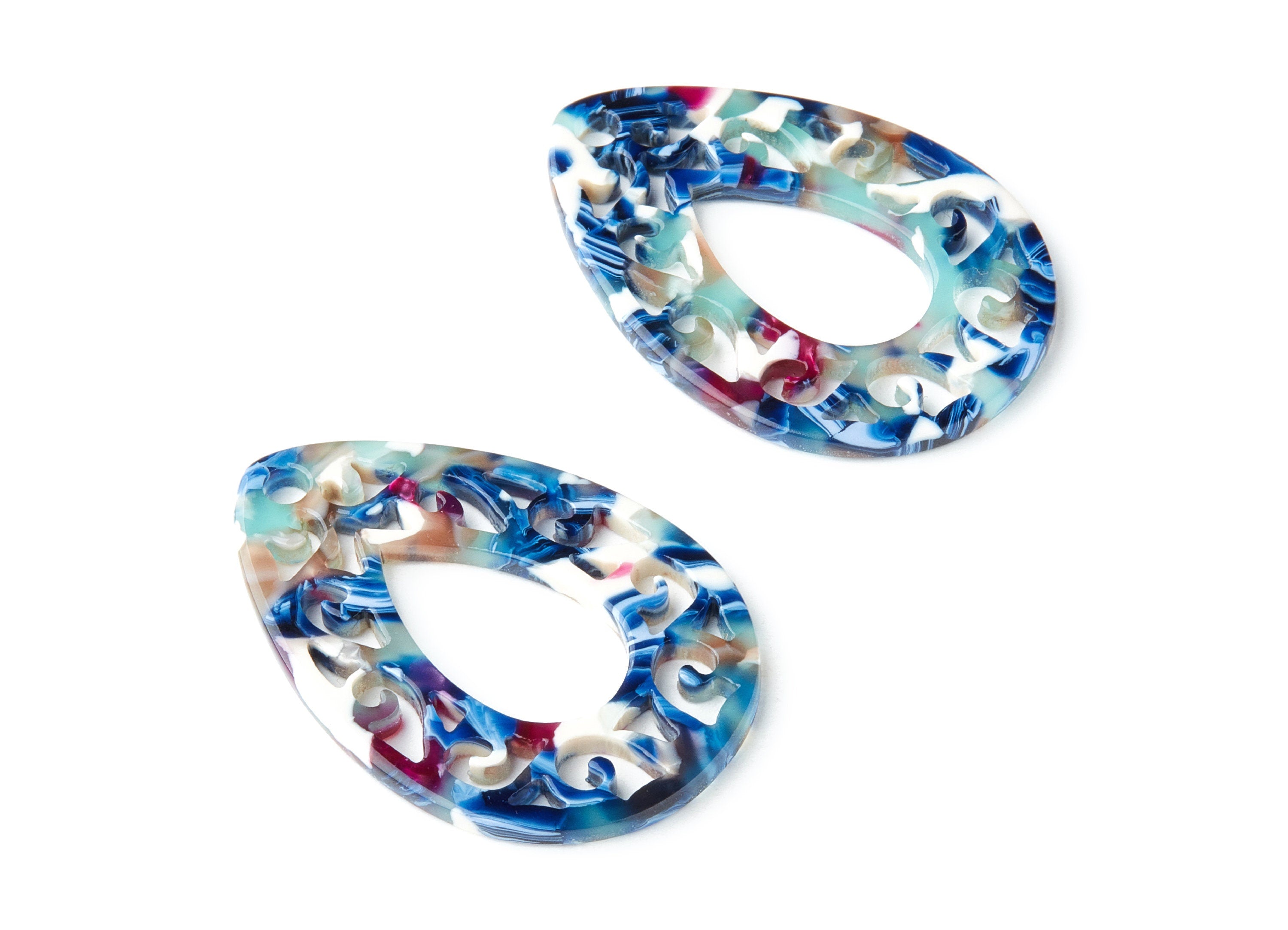 Acetate Teardrop Earring Charms - Teardrop Pendant - Earring Findings - Jewelry Supplies - Color Code:A19 - 49.43x34.76x2.5mm - AC1320C - DOMEDBAZAAR