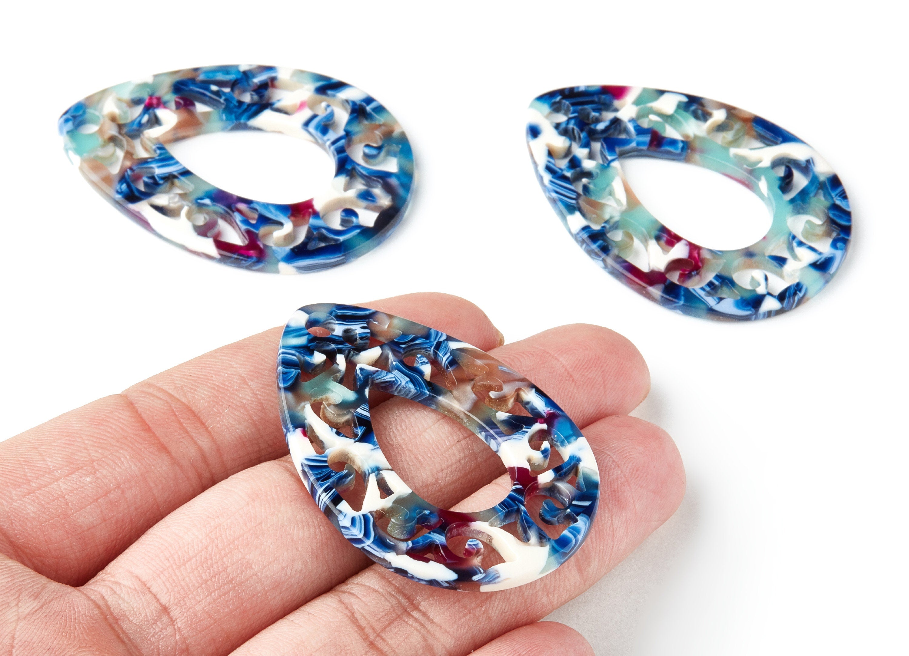 Acetate Teardrop Earring Charms - Teardrop Pendant - Earring Findings - Jewelry Supplies - Color Code:A19 - 49.43x34.76x2.5mm - AC1320C - DOMEDBAZAAR