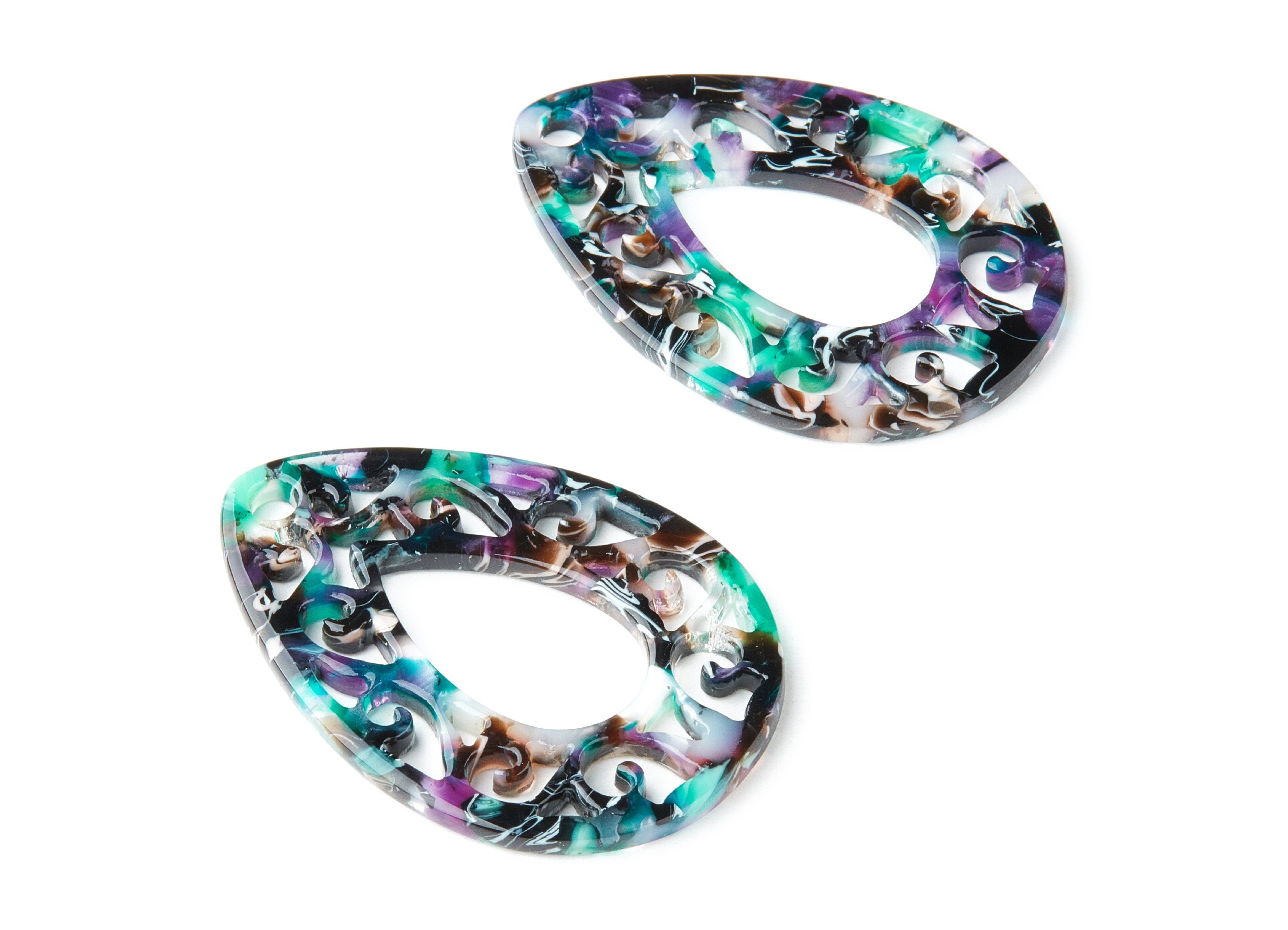 Acetate Teardrop Earring Charms - Teardrop Pendant - Earring Findings - Jewelry Supplies - Color Code:A54 - 49.43x34.76x2.5mm - AC1320E - DOMEDBAZAAR