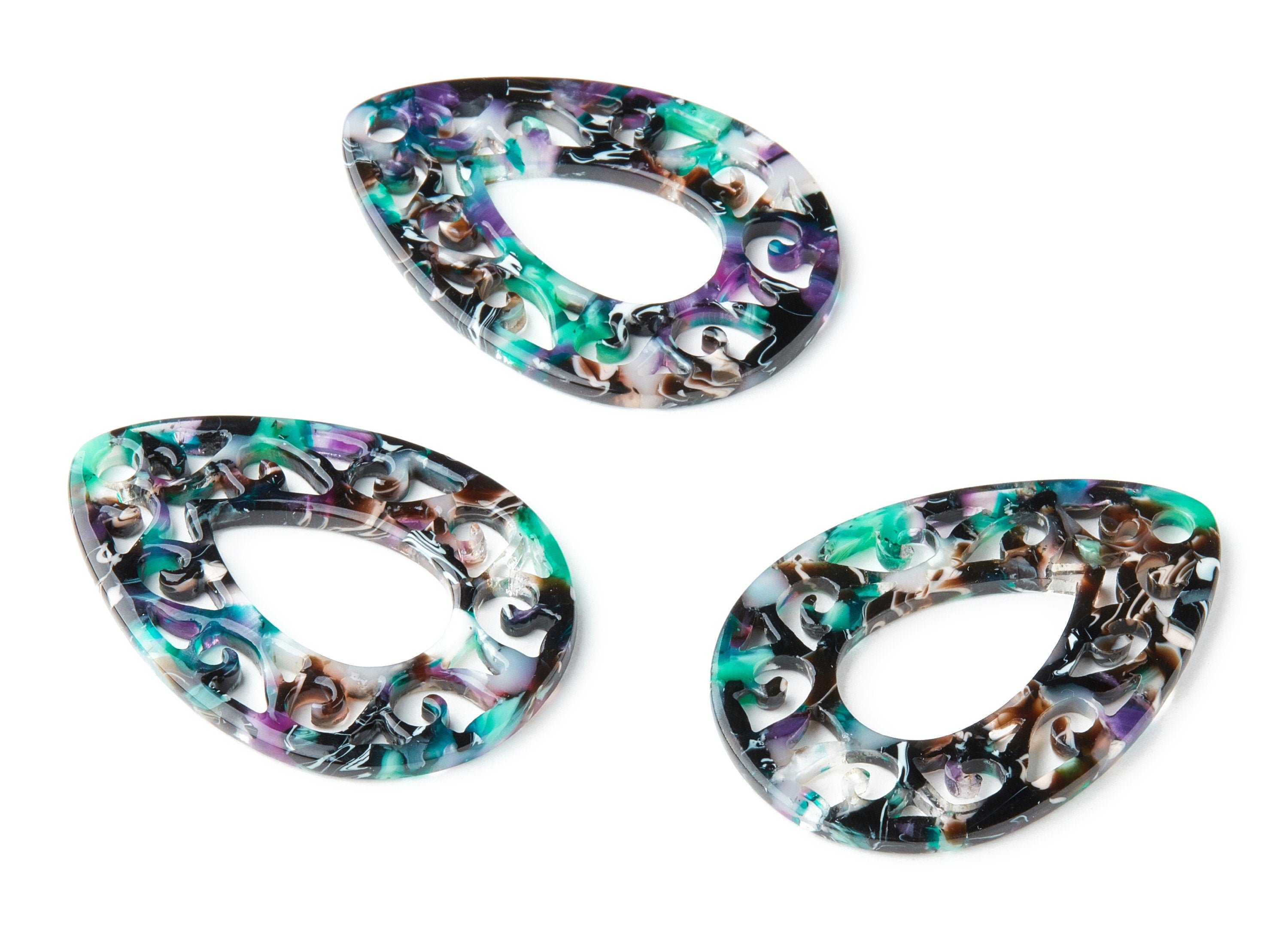 Acetate Teardrop Earring Charms - Teardrop Pendant - Earring Findings - Jewelry Supplies - Color Code:A54 - 49.43x34.76x2.5mm - AC1320E - DOMEDBAZAAR