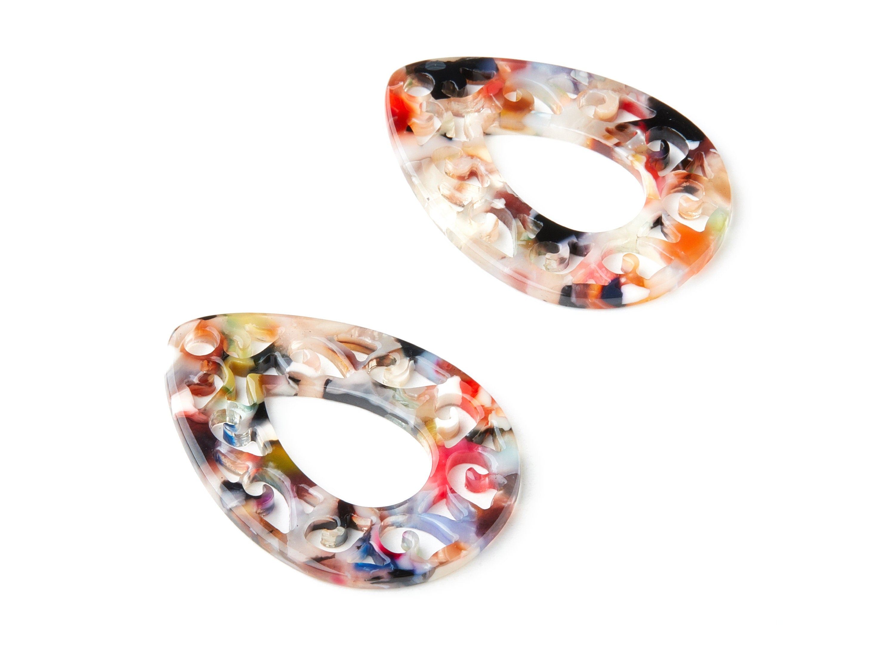 Acetate Teardrop Earring Charms - Teardrop Pendant - Earring Findings - Jewelry Supplies - Color Code:A59 - 49.43x34.76x2.5mm - AC1320F - DOMEDBAZAAR