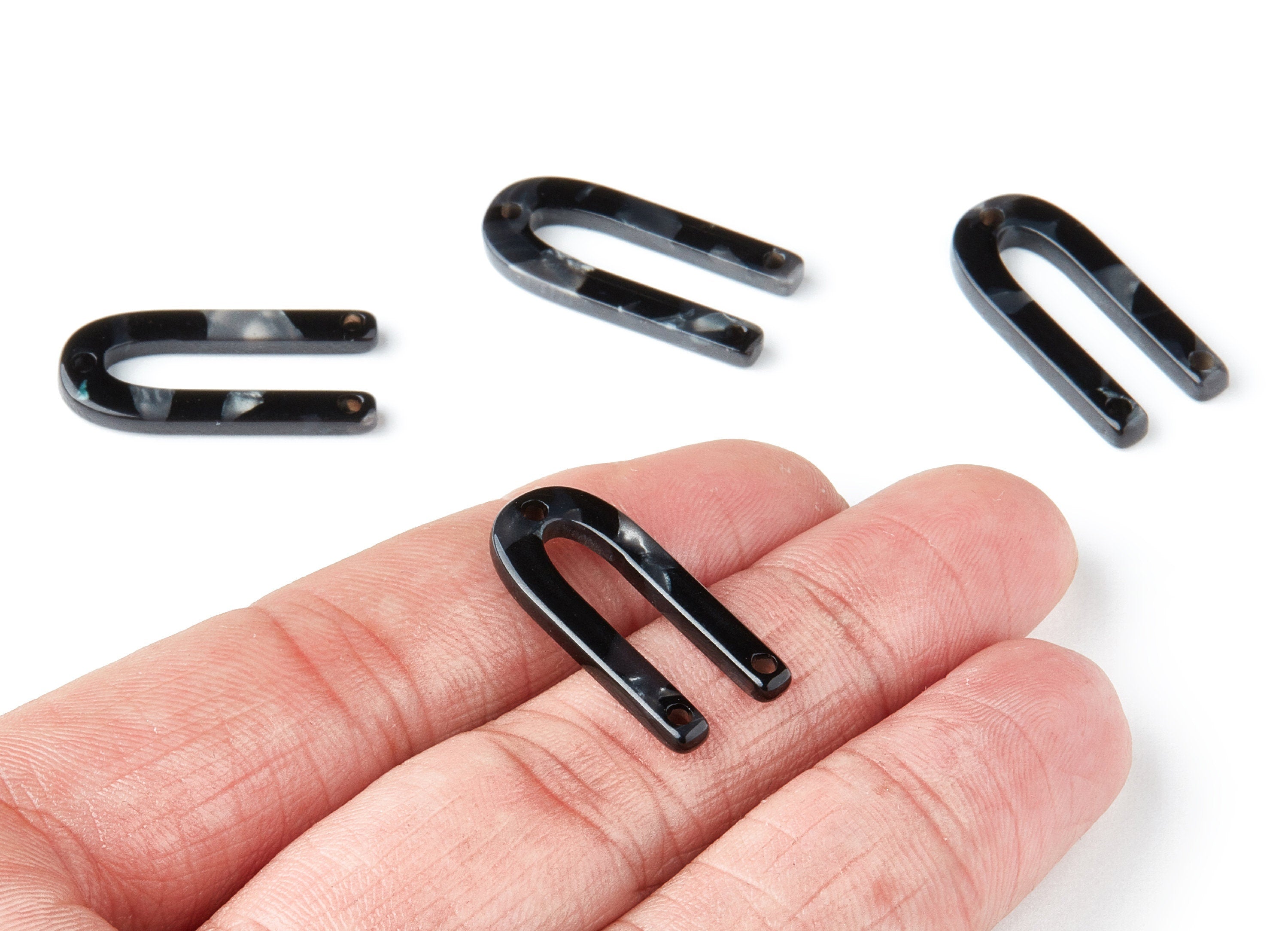 Acetate U Earring Charms - U Shaped Pendant - 3 Holes - Earring Findings - Jewelry Supplies - Color Code: A48 - 25.65x11.6x2.54mm - AC1377P - DOMEDBAZAAR