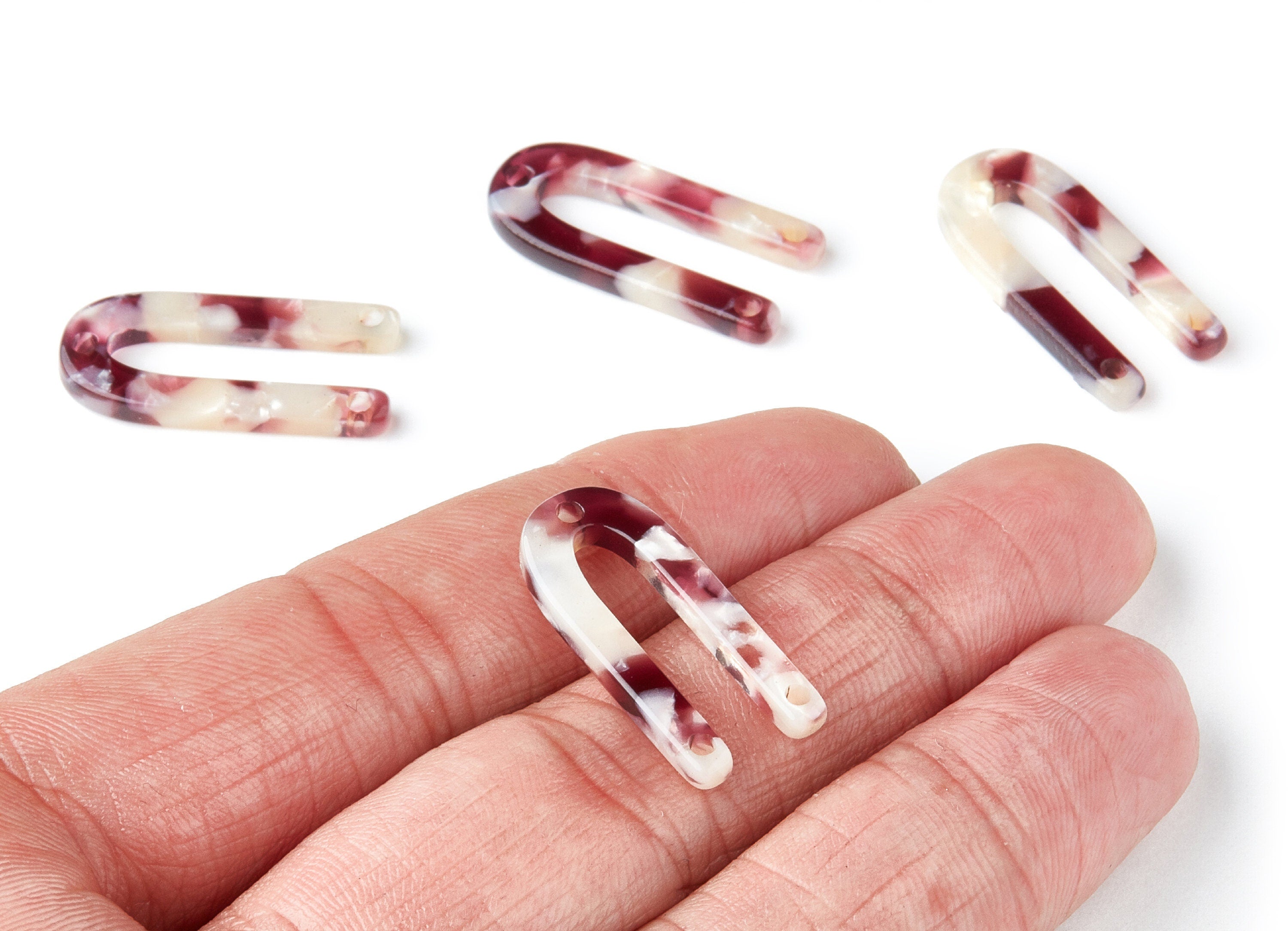 Acetate U Earring Charm With 3 Holes - U Pendant - Earring Findings - Jewelry Supplies - Color Code: A42 - 25.65x11.6x2.54mm - AC1377B - DOMEDBAZAAR