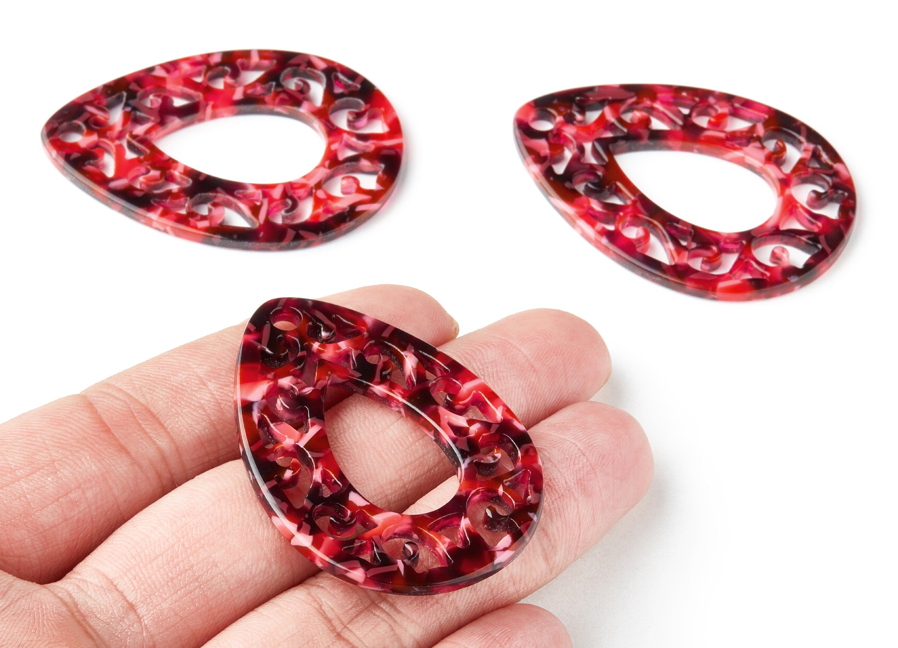 Acetate Teardrop Earring Charms - Teardrop Pendant - Earring Findings - Jewelry Supplies - Color Code:A93 - 49.43x34.76x2.5mm - AC1320G - DOMEDBAZAAR