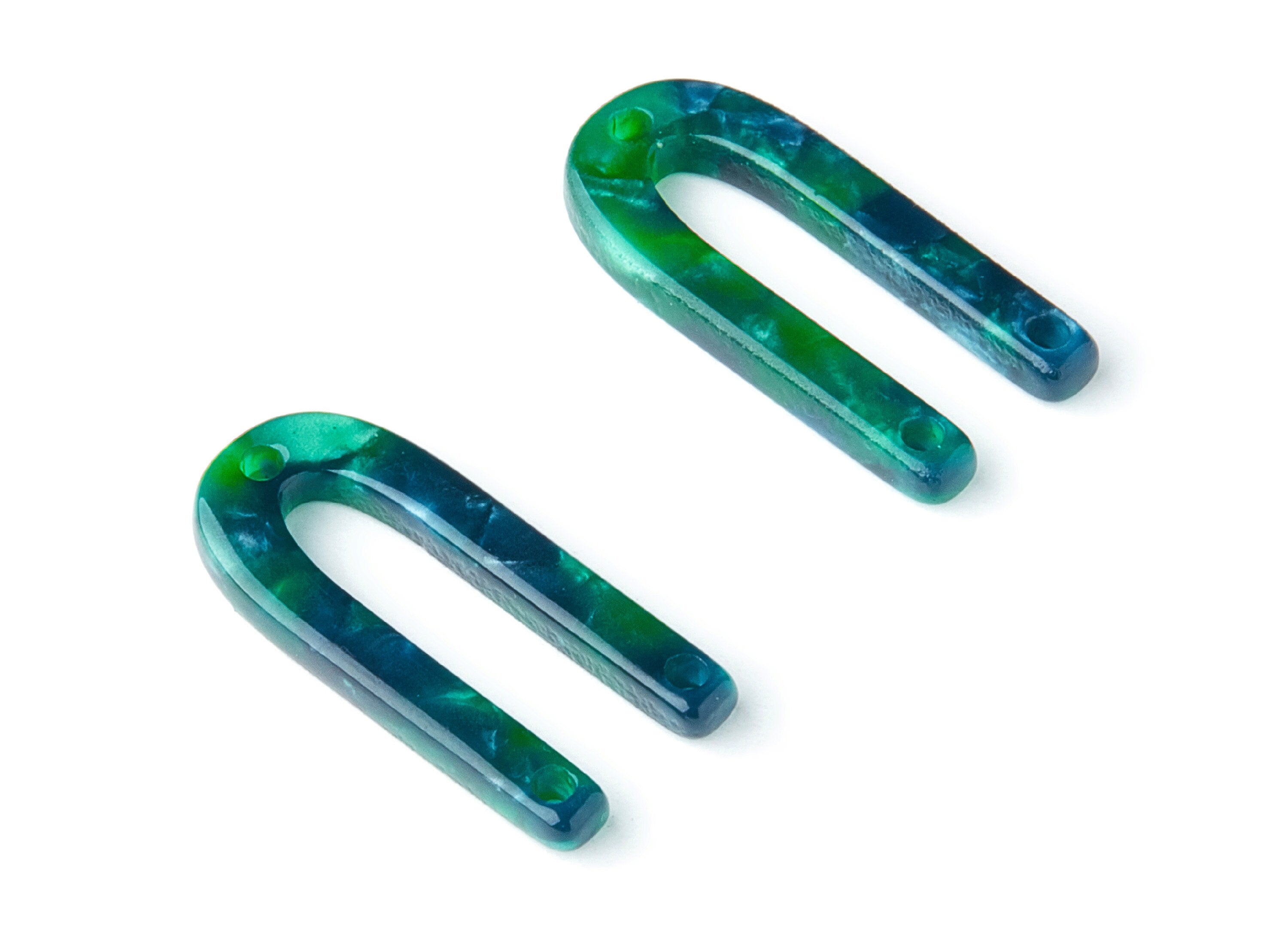 Acetate U Earring Charms - Acrylic U Pendant - 3 Holes - Earring Findings - Jewelry Supplies - Color Code: A13 - 25.65x11.6x2.54mm - AC1377R - DOMEDBAZAAR