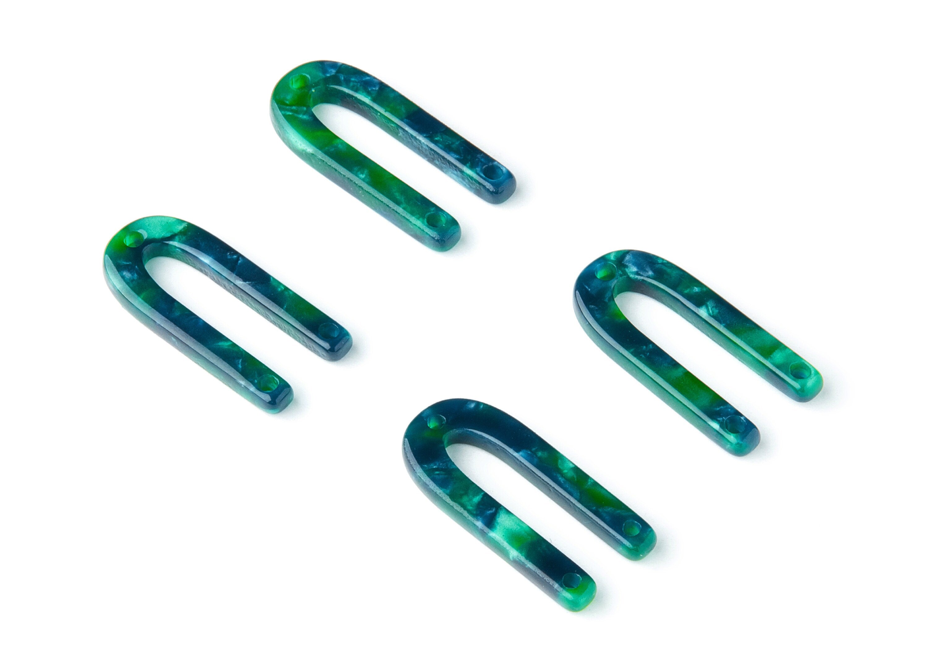 Acetate U Earring Charms - Acrylic U Pendant - 3 Holes - Earring Findings - Jewelry Supplies - Color Code: A13 - 25.65x11.6x2.54mm - AC1377R - DOMEDBAZAAR