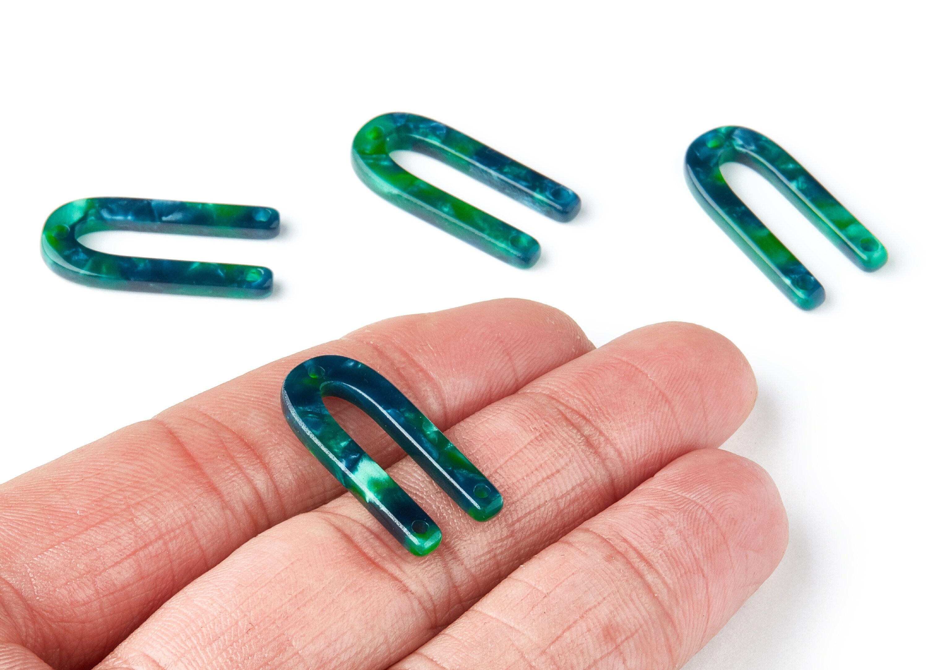 Acetate U Earring Charms - Acrylic U Pendant - 3 Holes - Earring Findings - Jewelry Supplies - Color Code: A13 - 25.65x11.6x2.54mm - AC1377R - DOMEDBAZAAR