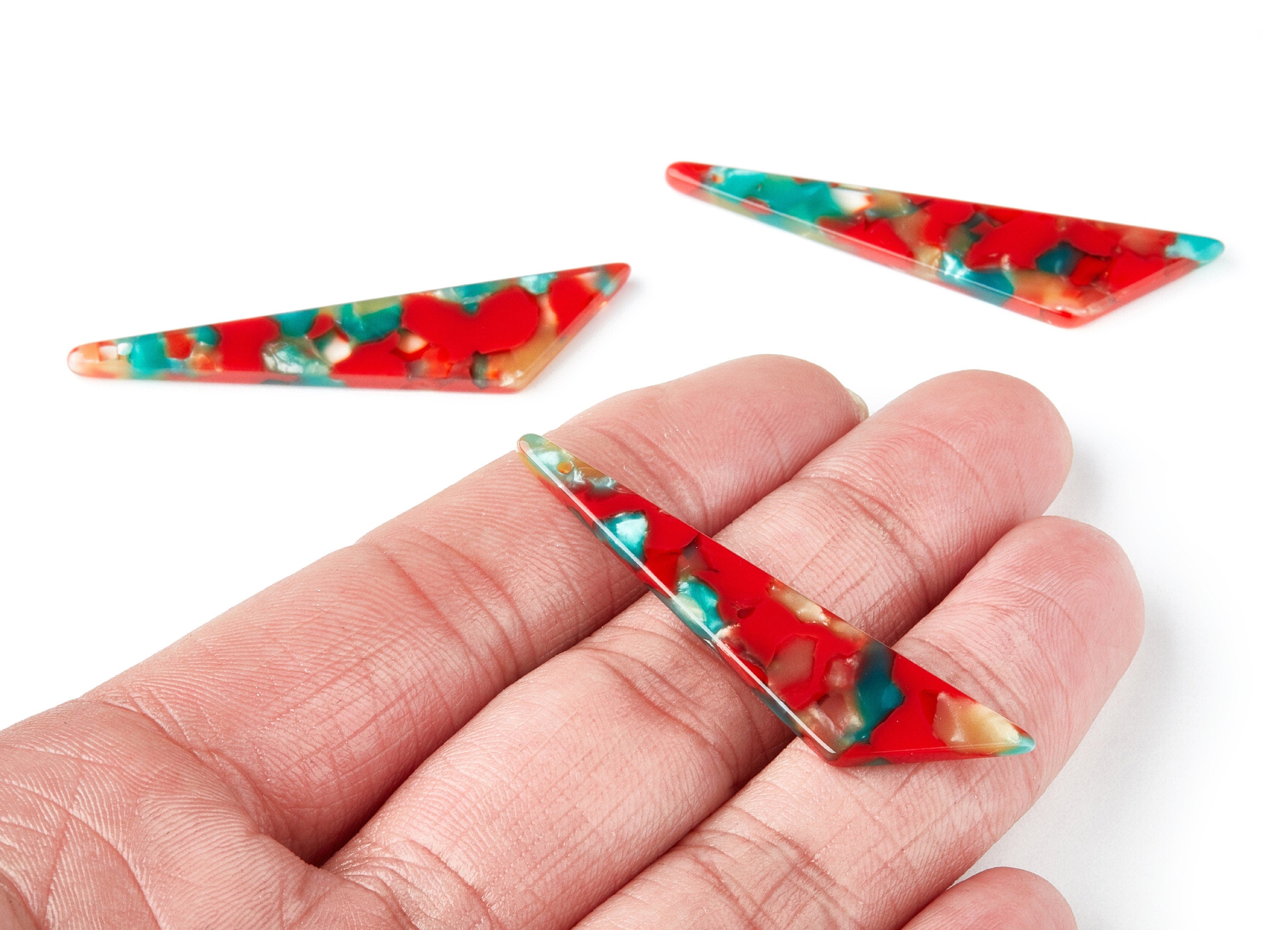 Acetate Triangle Earring Charms - Triangle Pendant - Earring Findings - Jewelry Supplies - Color Code: A46 - 51.44x11.42x2.81mm - AC1352K - DOMEDBAZAAR