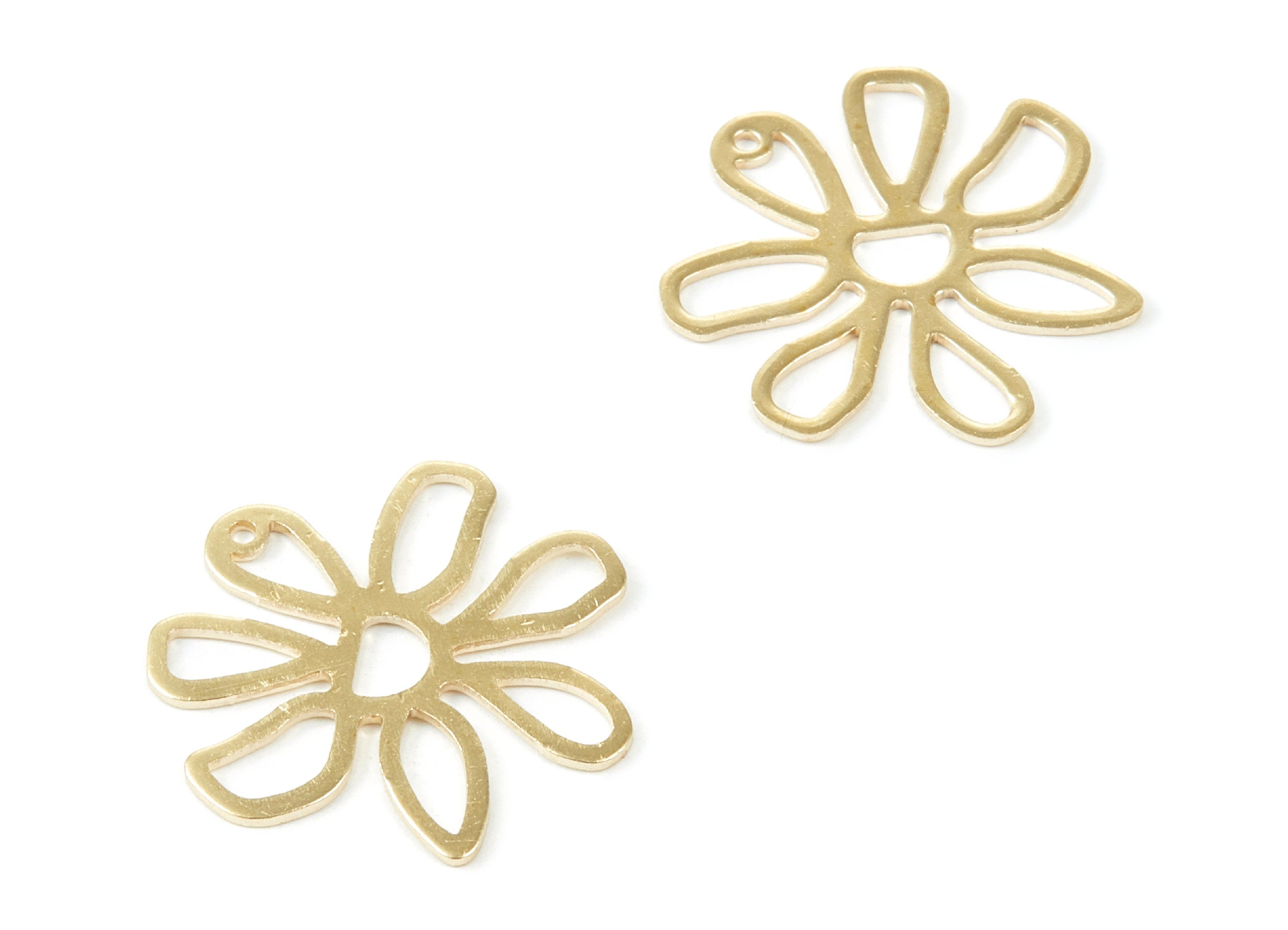 Brass Flower Charms - Flower Shaped Raw Brass Pendant - Earring Findings - Jewelry Supplies - 25.34x25.3x1mm - PP2042 - DOMEDBAZAAR