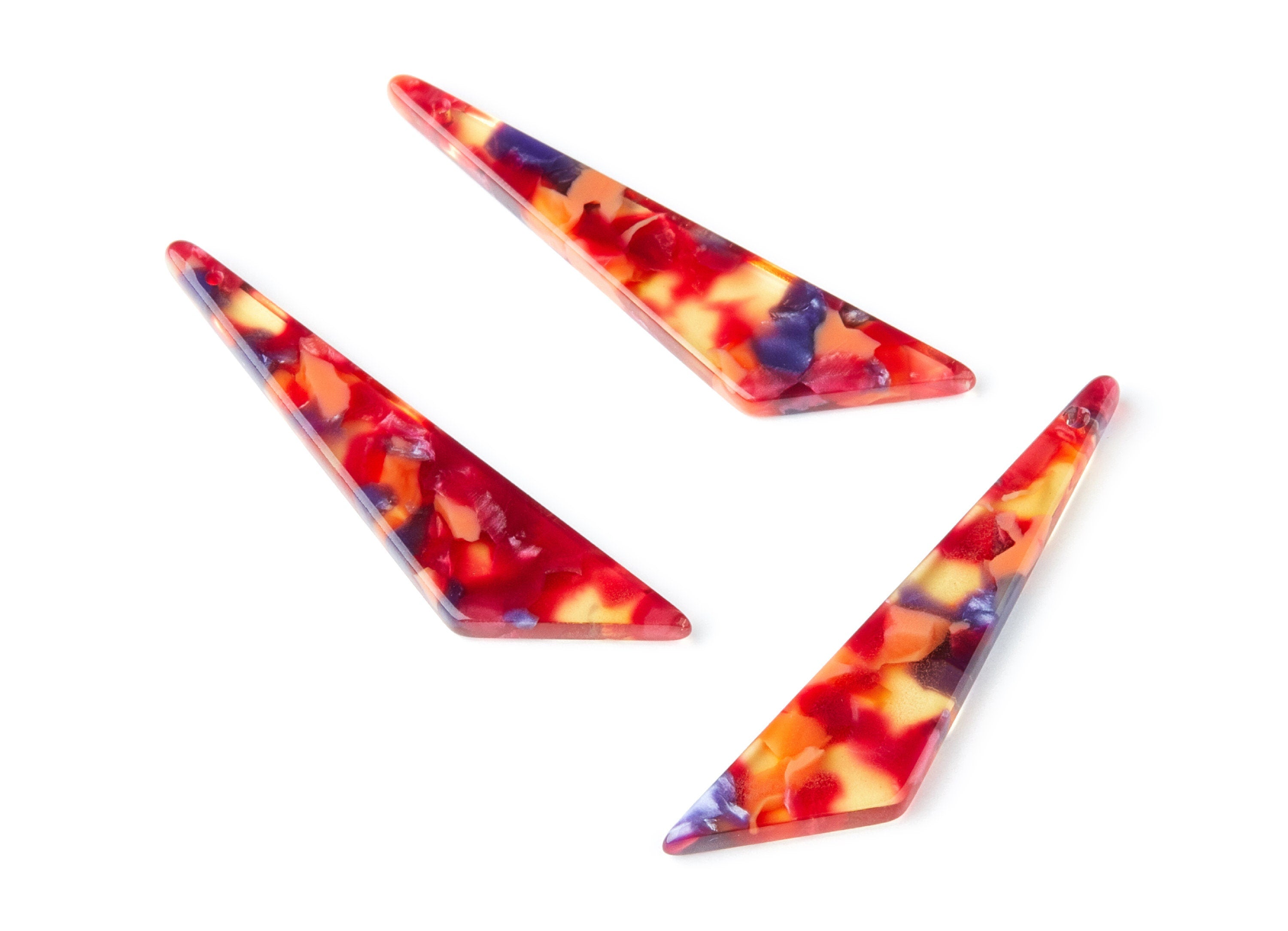 Acetate Triangle Earring Charms - Triangle Pendant - Earring Findings - Jewelry Supplies - Color Code: A44 - 51.44x11.42x2.81mm - AC1352Y - DOMEDBAZAAR