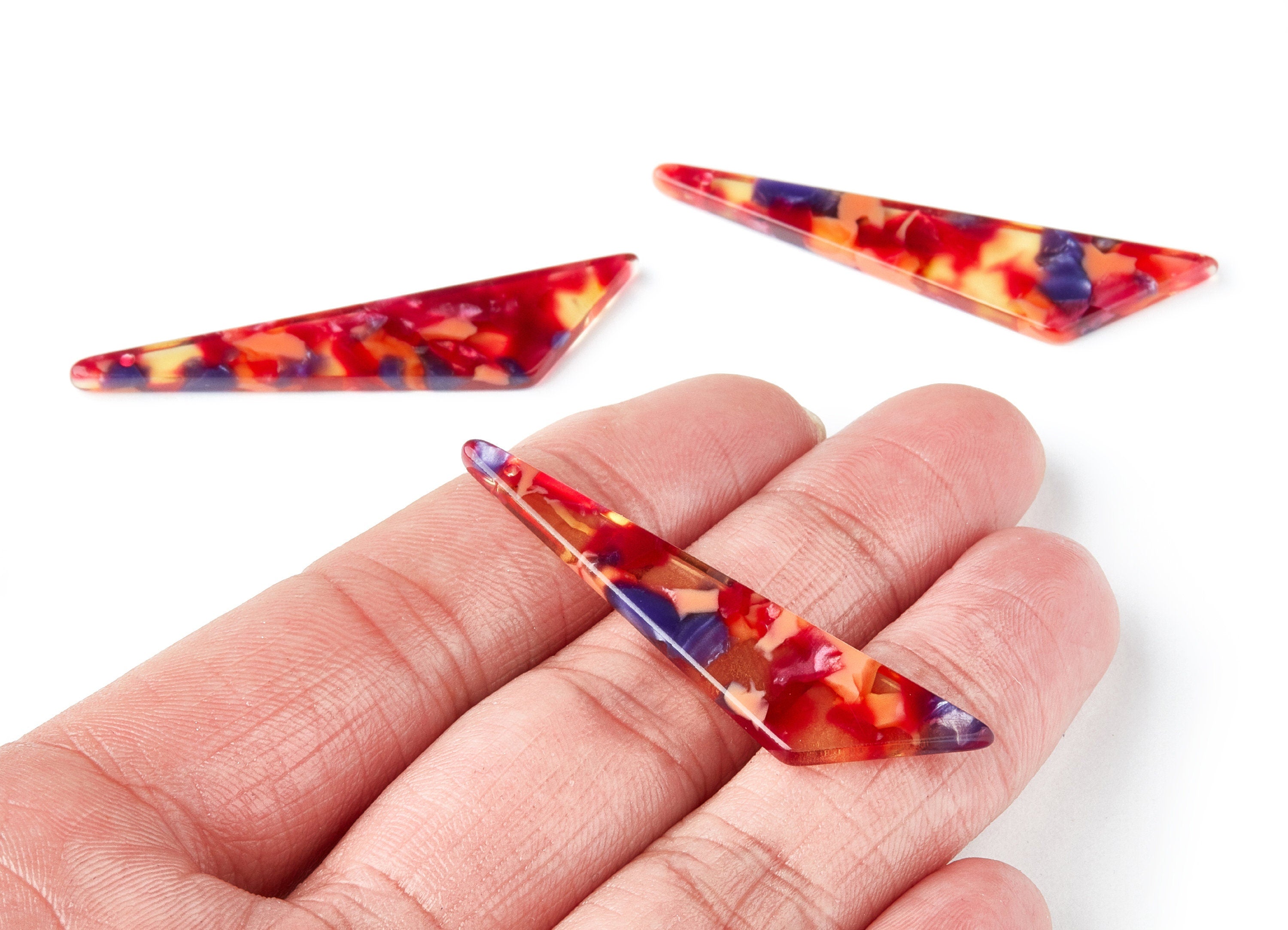 Acetate Triangle Earring Charms - Triangle Pendant - Earring Findings - Jewelry Supplies - Color Code: A44 - 51.44x11.42x2.81mm - AC1352Y - DOMEDBAZAAR