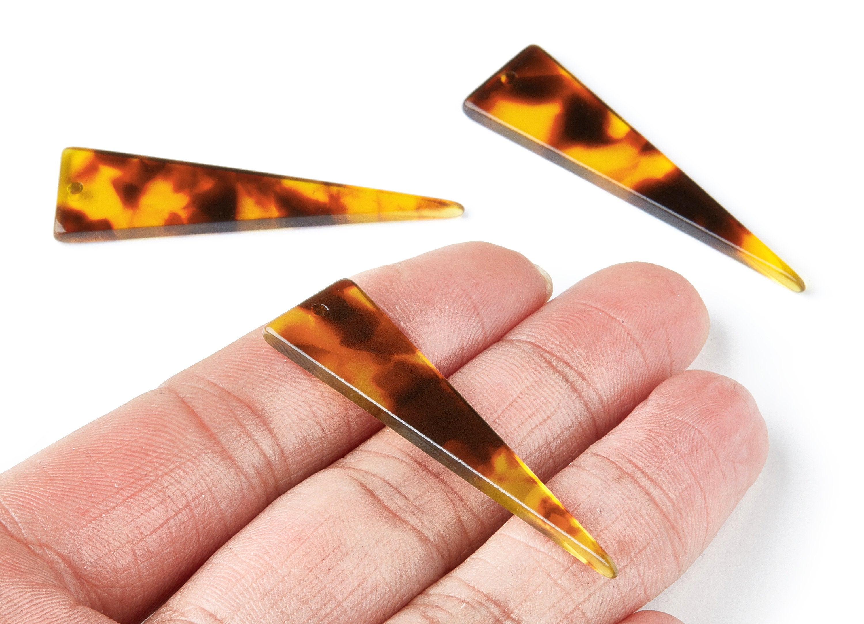 Acetate Acrylic Earring Charm - Tortoise Shell Earrings - Triangle Pendant - Jewelry Supplies - Color Code: A05 - 49x13.5x2.66mm - AC1370C - DOMEDBAZAAR