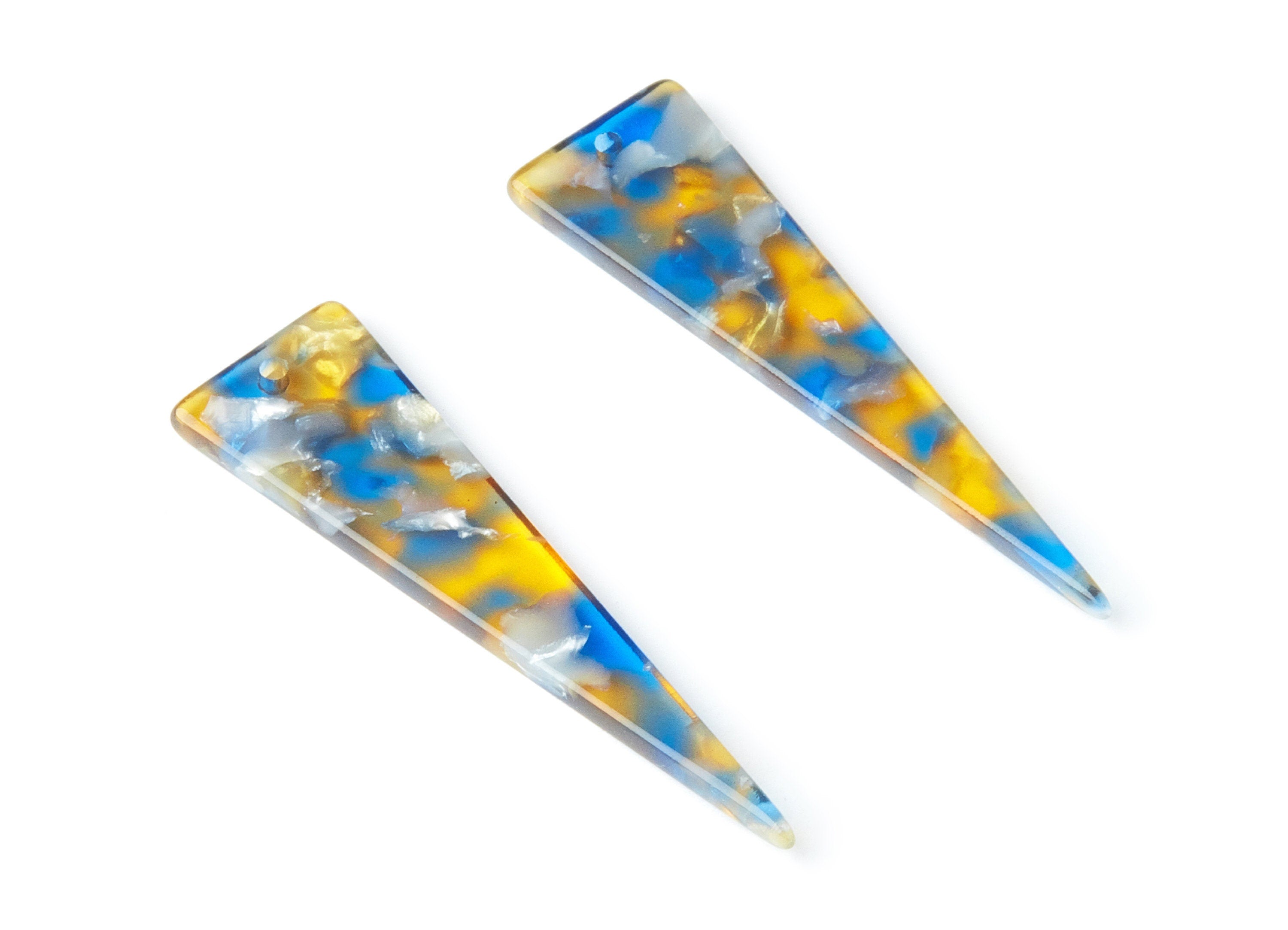 Acetate Triangle Earring Charm - Acrylic Triangle Pendant - Earring Findings - Jewelry Supplies - Color Code: A40 - 49x13.5x2.66mm - AC1370J - DOMEDBAZAAR