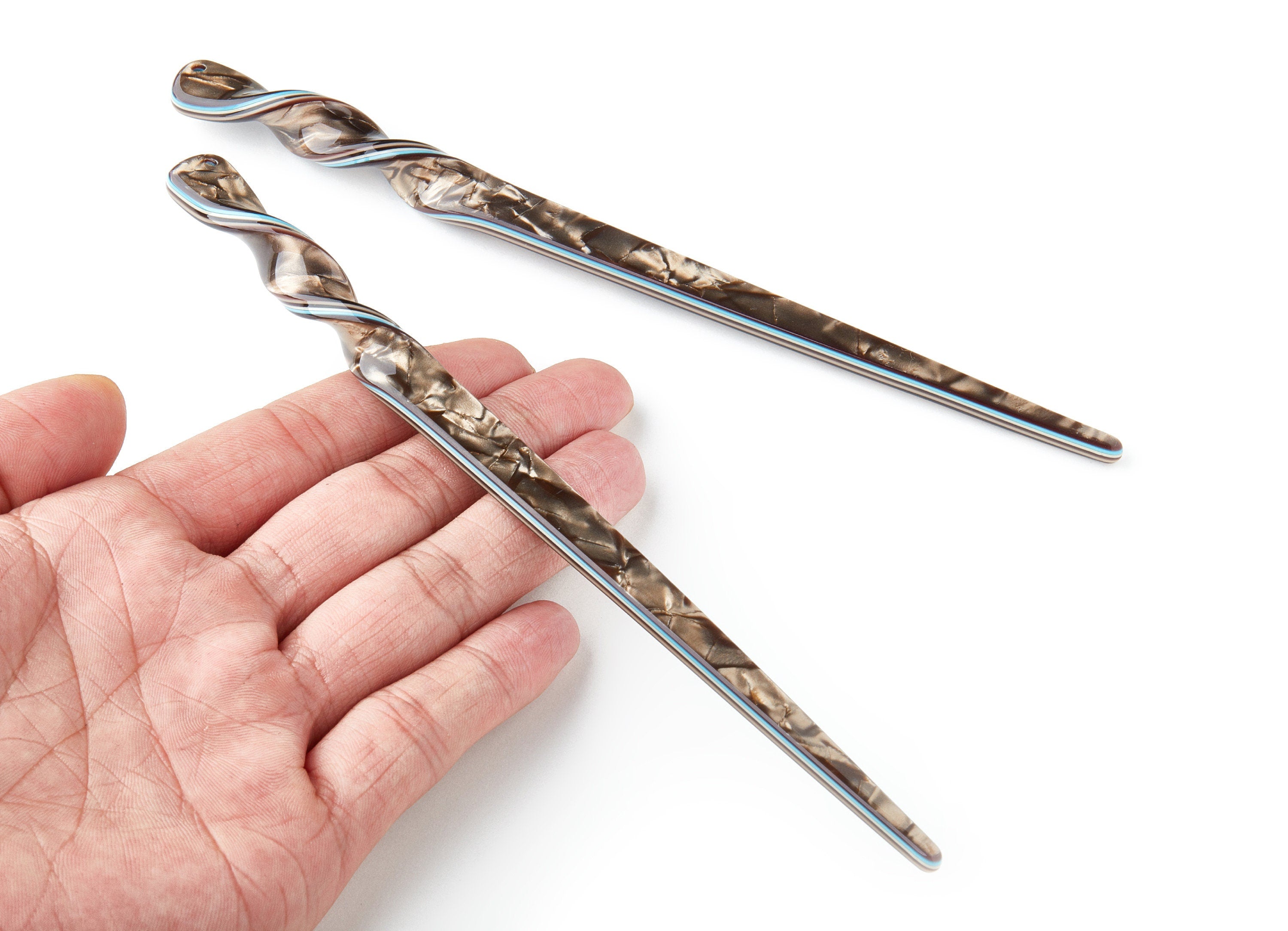 Acrylic Hair Stick Charms - Acrylic Celluloid Acetate - 1 Hole - Stick Shaped Hair Pin - 18.5x12x4.84mm - AC1401A - DOMEDBAZAAR