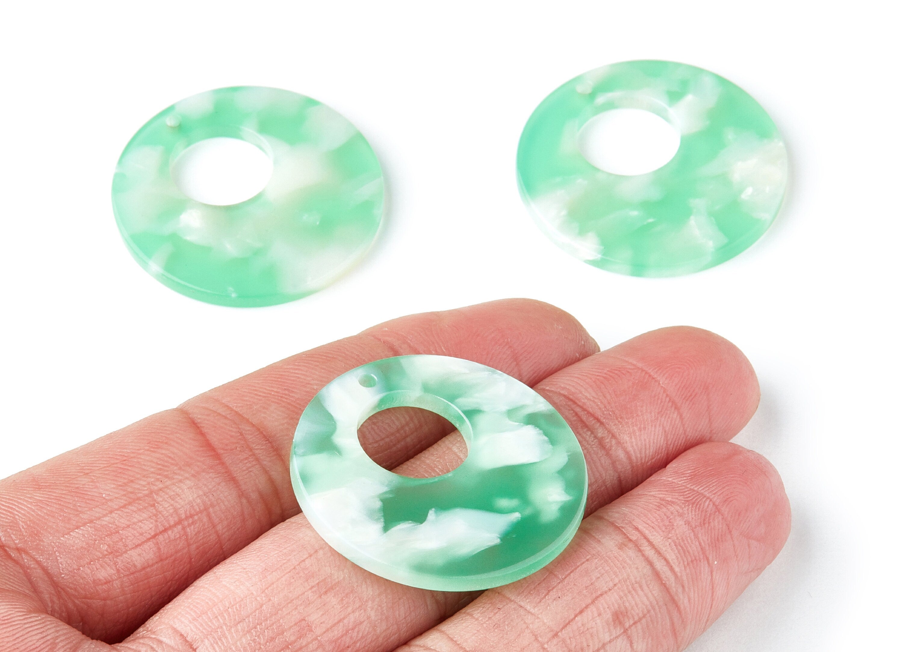 Acetate Circle Earring Charms - Circle Shaped Pendant - Earring Findings - Jewelry Supplies - Color Code: A35 - 31.7x31.7x2.64mm - AC1359F - DOMEDBAZAAR