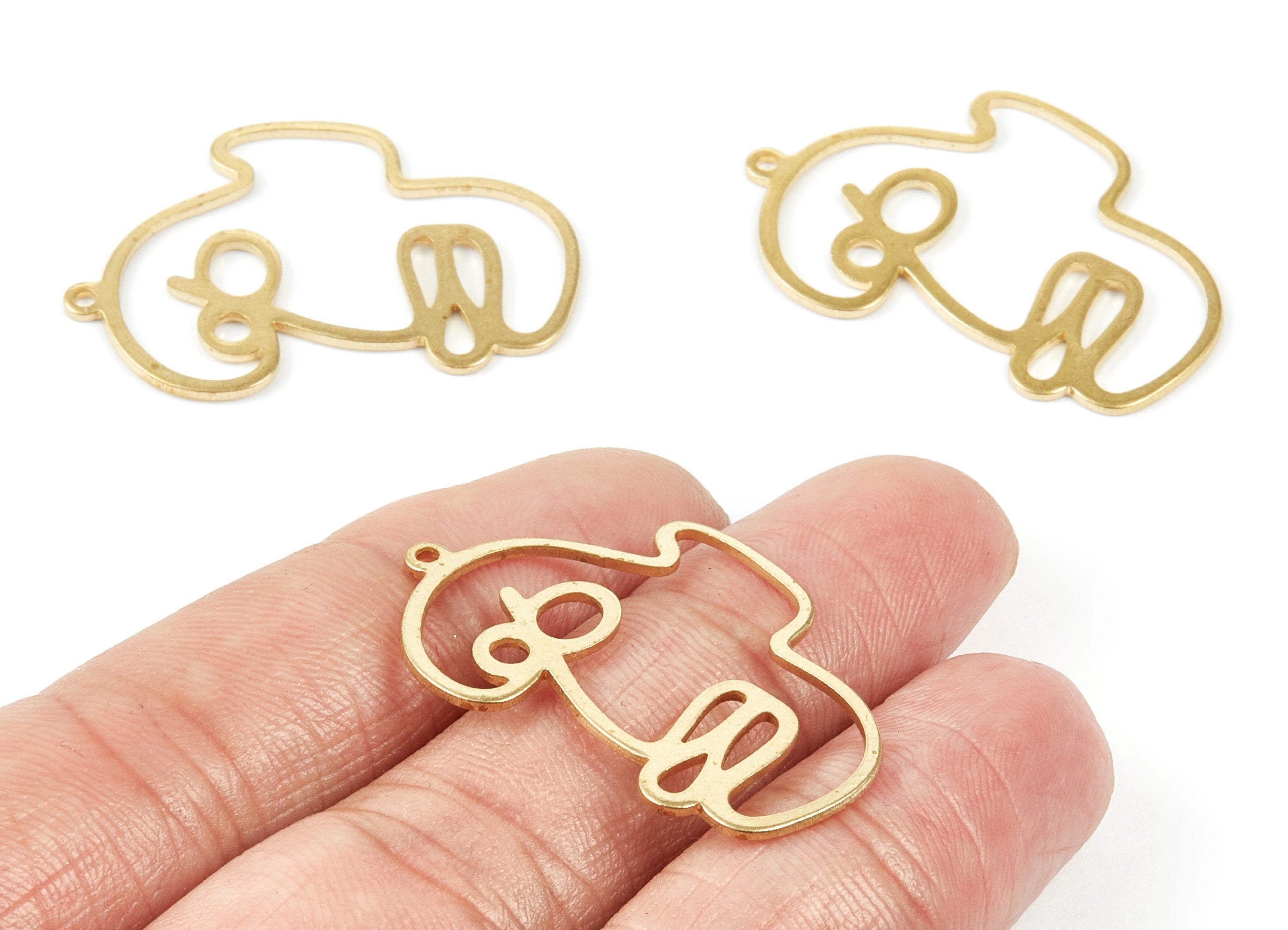 Brass Face Charms - Face Shaped Raw Brass Pendant - Earring Findings - Jewelry Supplies - 35.94x23.93x0.95mm - PP1954 - DOMEDBAZAAR