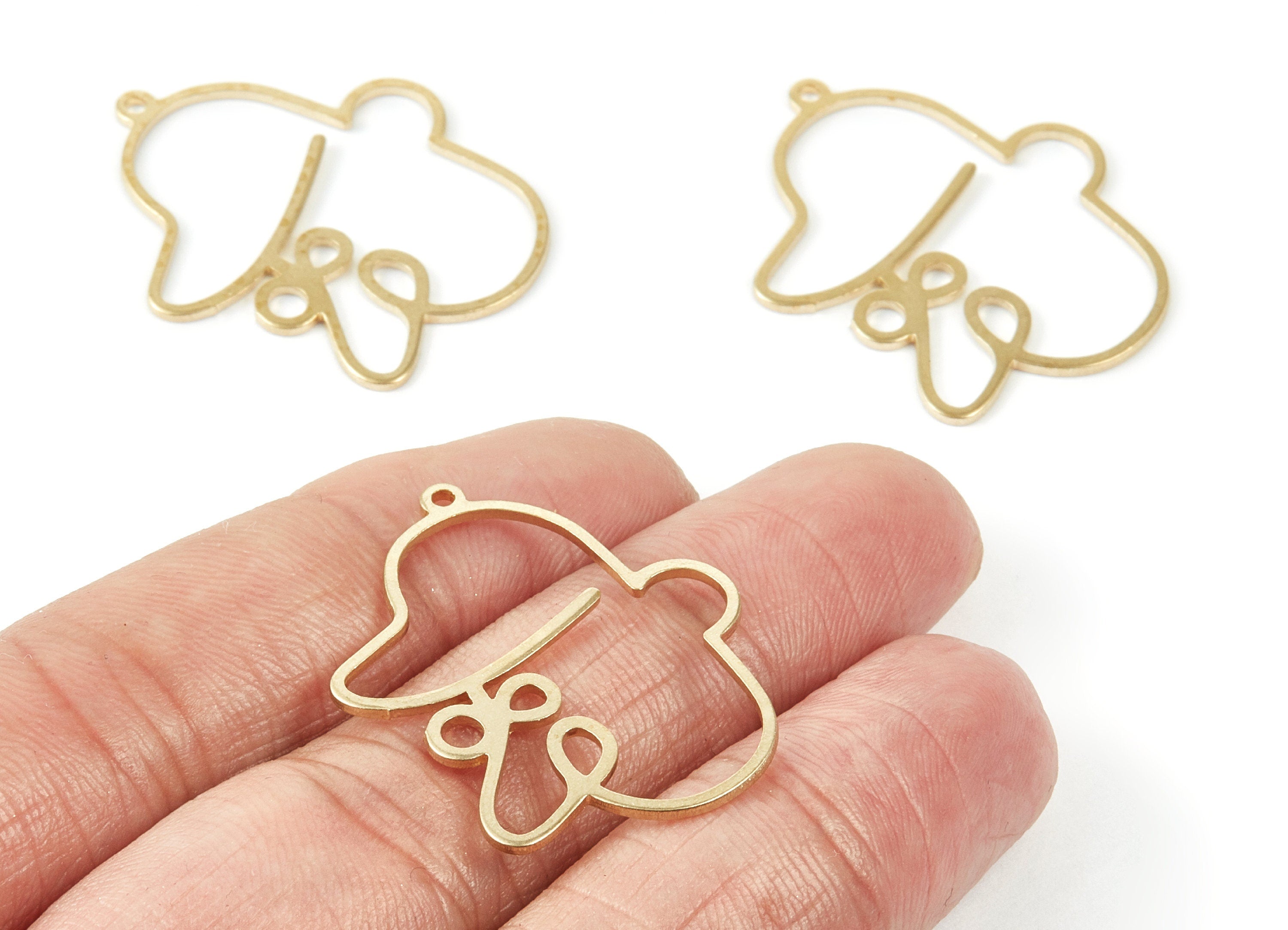 Brass Face Charms - Face Shaped Raw Brass Pendant - Earring Findings - Jewelry Supplies - 32.9x26x0.97mm - PP1955 - DOMEDBAZAAR
