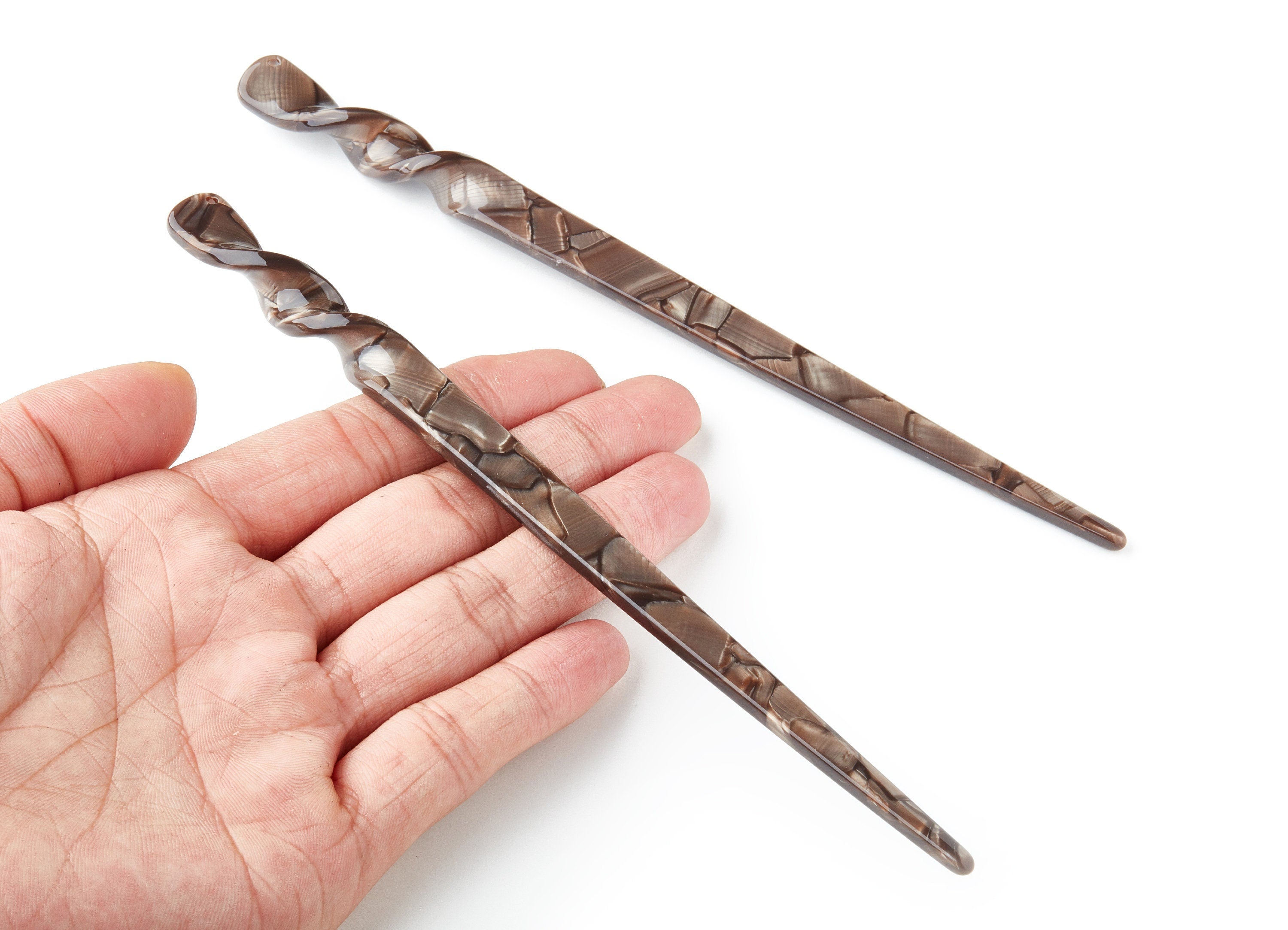 Acrylic Hair Stick Charms - Acrylic Celluloid Acetate - 1 Hole - Stick Shaped Hair Pin - 18.5x12x4.3mm - AC1401D - DOMEDBAZAAR