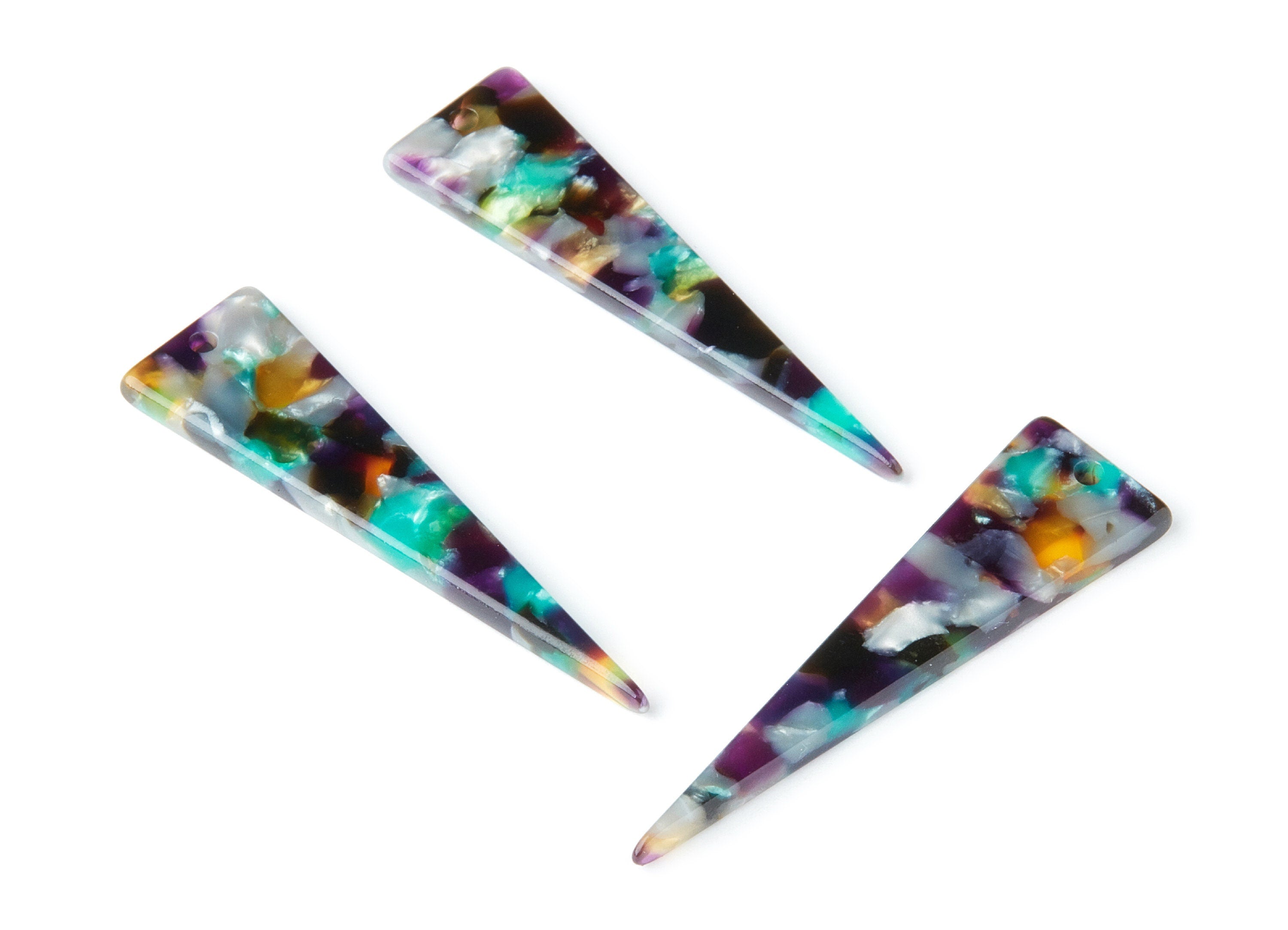 Acetate Triangle Earring Charm - Acetate Triangle Pendant - Earring Findings - Jewelry Supplies - Color Code: A50 - 49x13.5x2.66mm - AC1370Y - DOMEDBAZAAR