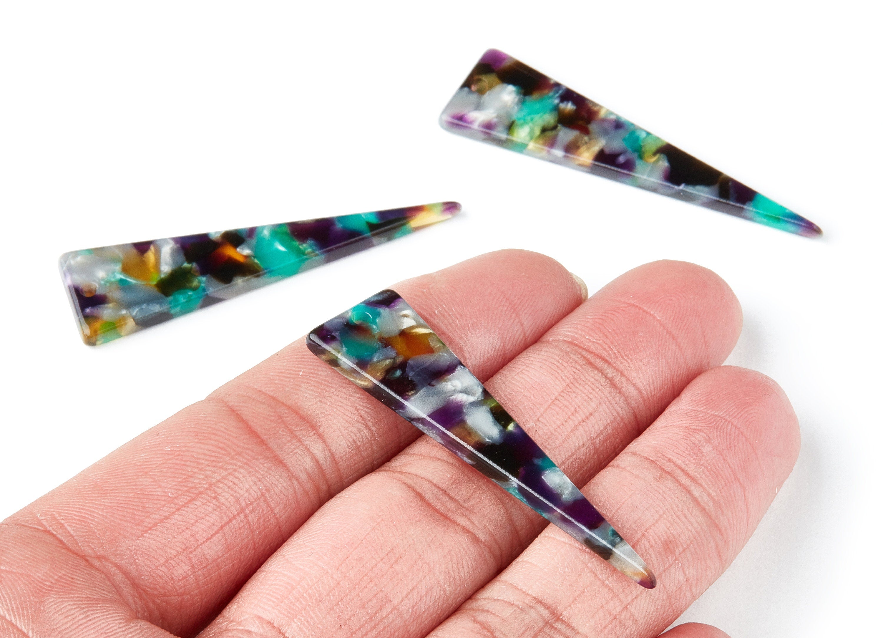 Acetate Triangle Earring Charm - Acetate Triangle Pendant - Earring Findings - Jewelry Supplies - Color Code: A50 - 49x13.5x2.66mm - AC1370Y - DOMEDBAZAAR