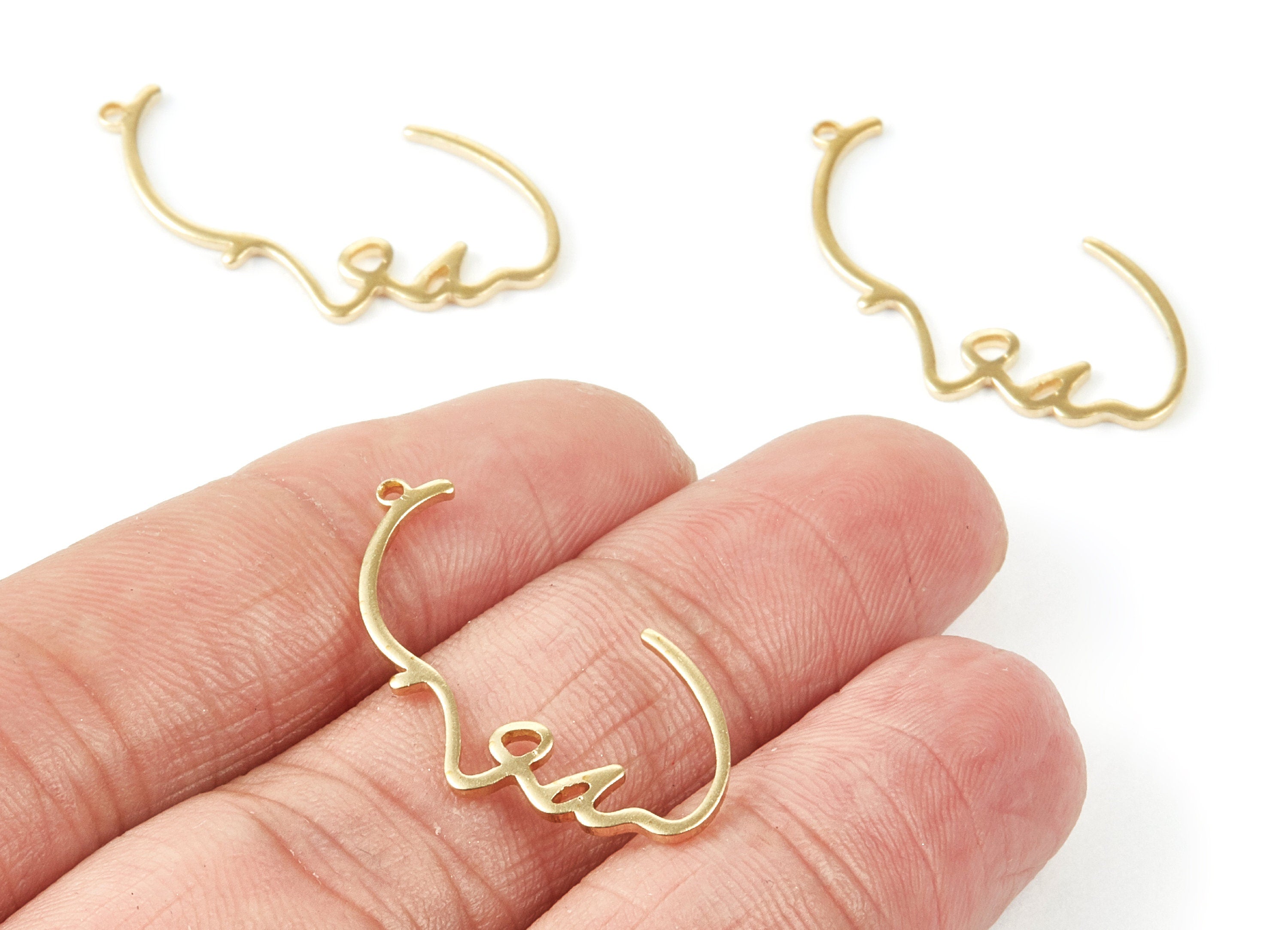 Brass Half Face Charms - Half Face Shaped Raw Brass Pendant - Earring Findings - Jewelry Supplies - 30x16x1mm - PP2045 - DOMEDBAZAAR