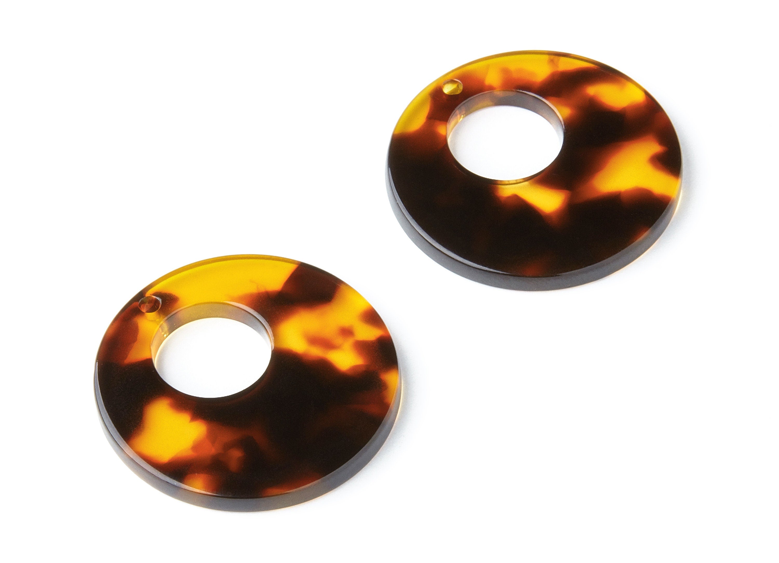 Acetate Acrylic Earring Charms - Tortoise Shell Earrings - Circle Pendant - Jewelry Supplies - Color Code: A05 - 31.7x31.7x2.64mm - AC1359T - DOMEDBAZAAR