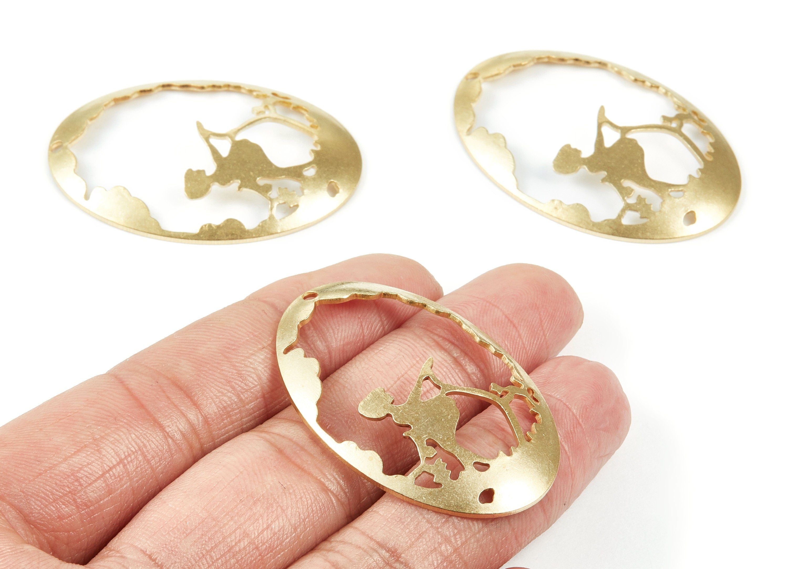 Brass Girl Charms - Oval Shaped Raw Brass Pendant - Earring Findings - Jewelry Supplies - 45x29.8x1mm - PP1949 - DOMEDBAZAAR