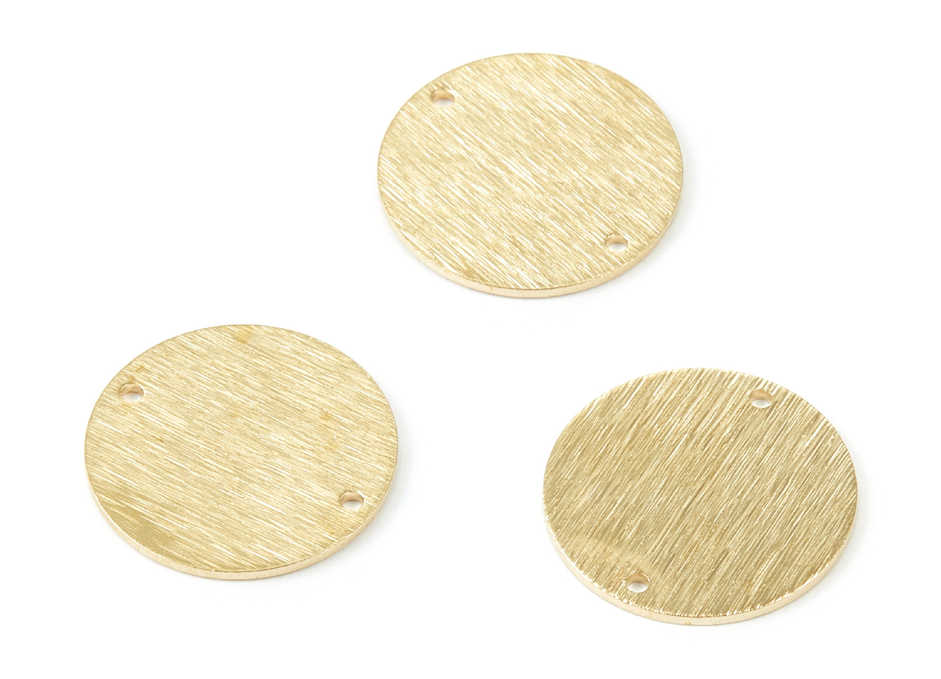 Brass Textured Round Charms - Textured Round Shaped Raw Brass Connector with 2 Holes - Jewelry Supplies - 21x21x1mm - PP1885 - DOMEDBAZAAR