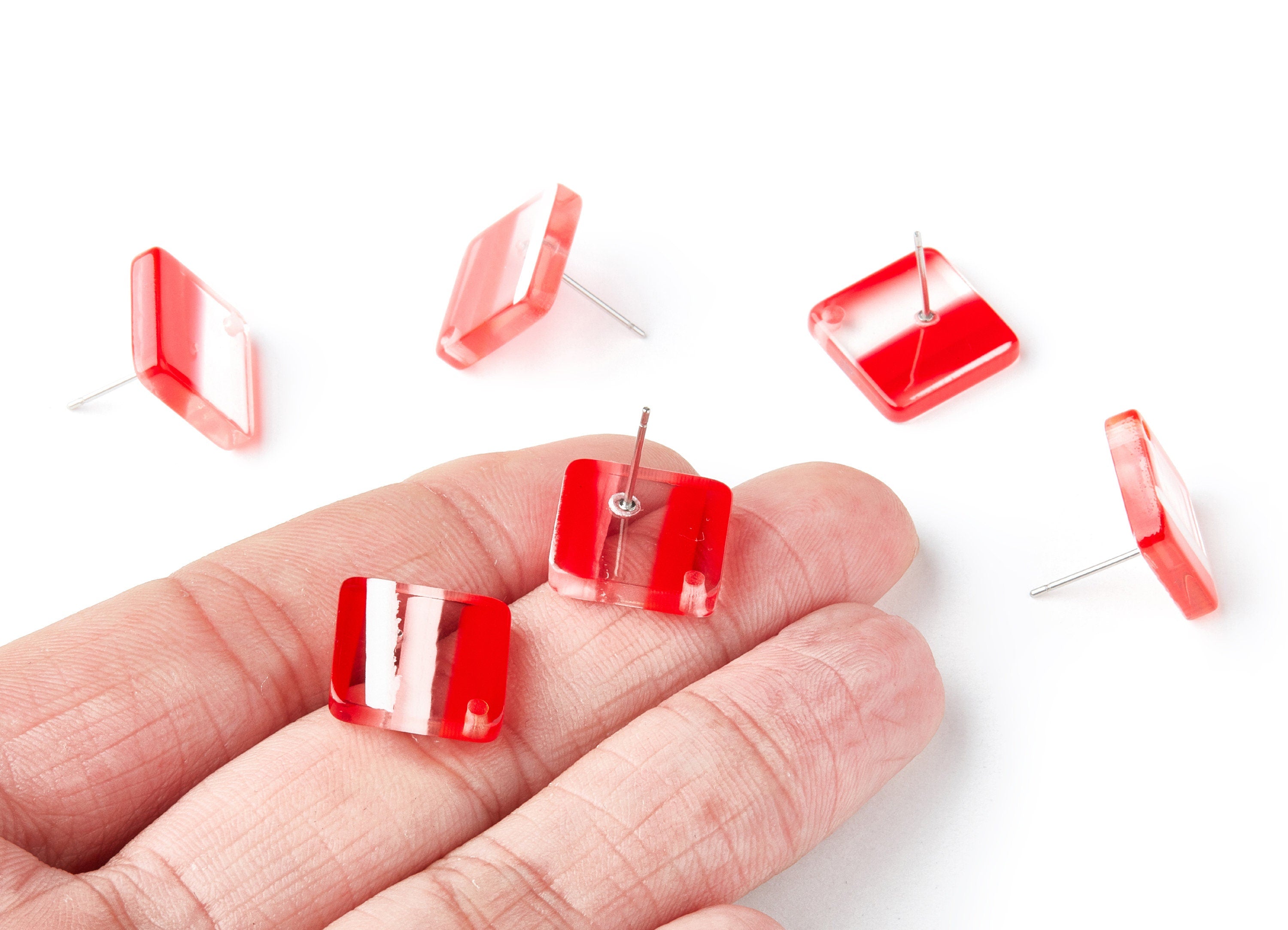 Acrylic Square Earring Post - Square Earring - Earring Post - Jewelry Supplies - Color Code: A171 - 14.55x14.55x2mm - AC1387F - DOMEDBAZAAR