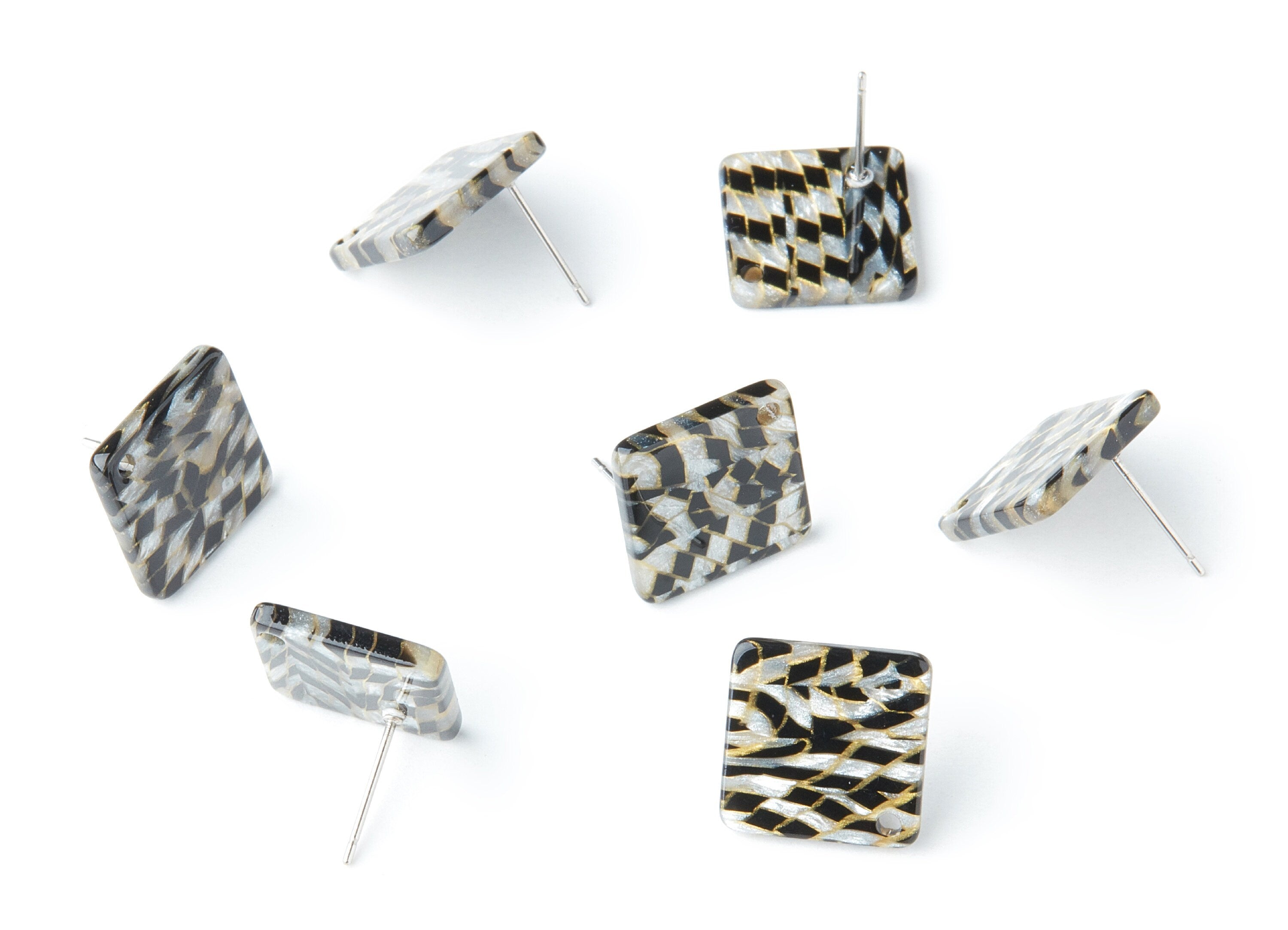 Acrylic Square Earring Post - Square Earring Stud - Earring Post - Jewelry Supplies - Color Code: A239 - 14.55x14.55x2mm - AC1387E - DOMEDBAZAAR