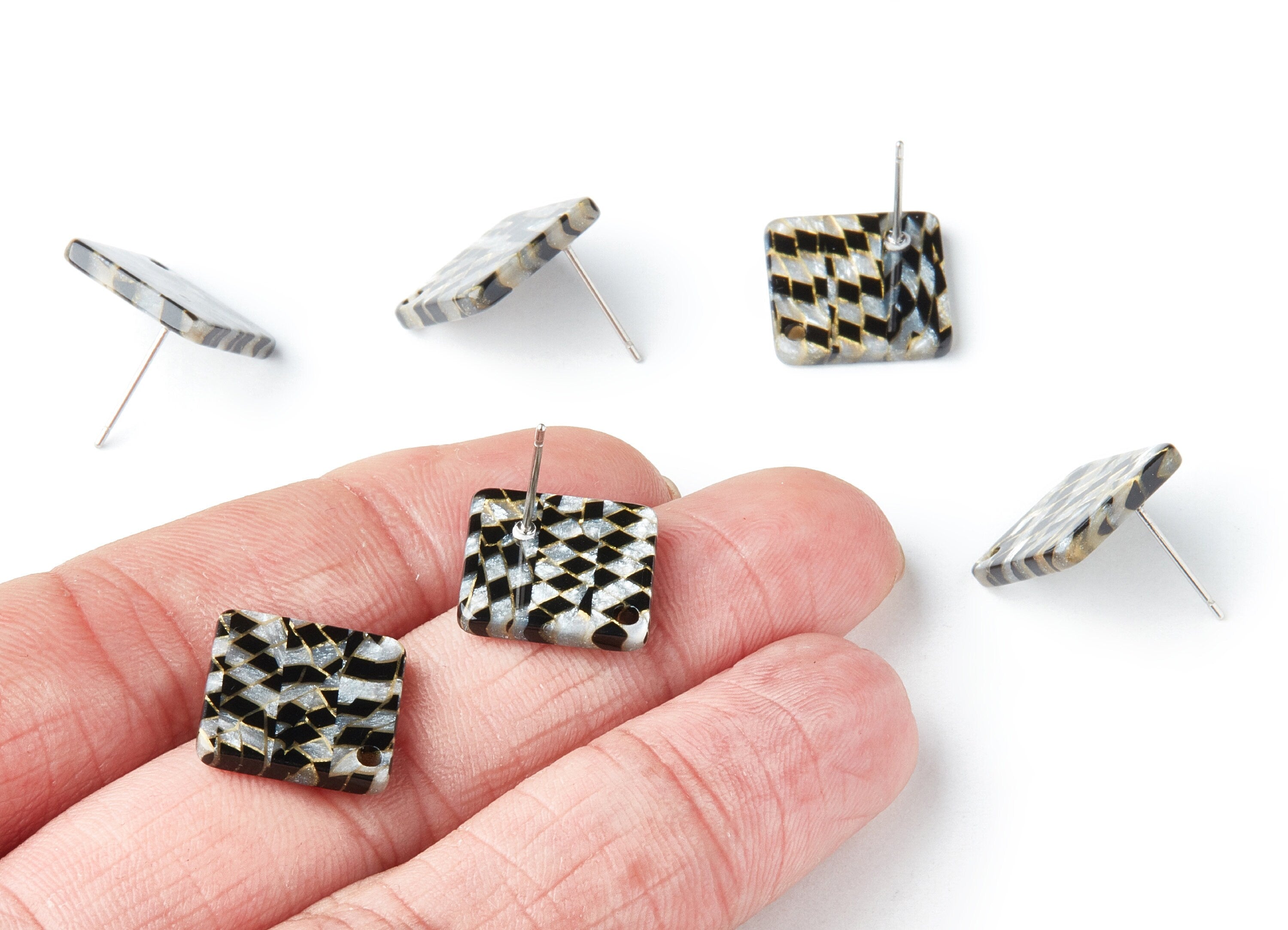 Acrylic Square Earring Post - Square Earring Stud - Earring Post - Jewelry Supplies - Color Code: A239 - 14.55x14.55x2mm - AC1387E - DOMEDBAZAAR