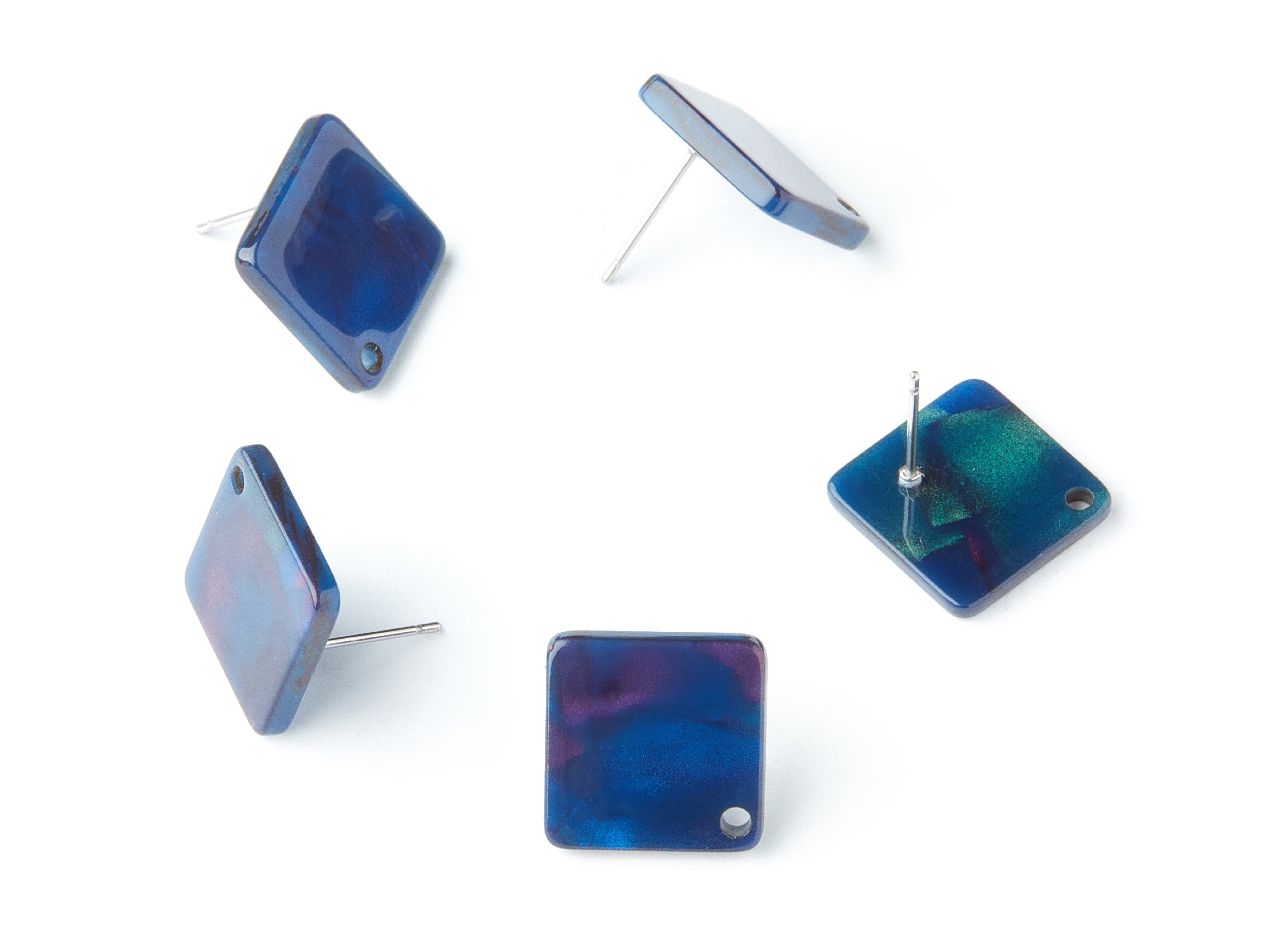 Acrylic Earring Post Charms - Stud Earring Charms - Tortoise Shell Earrings - Square Earrings - Color Code: A237 - 14.55x14.55x2mm - AC1387D - DOMEDBAZAAR