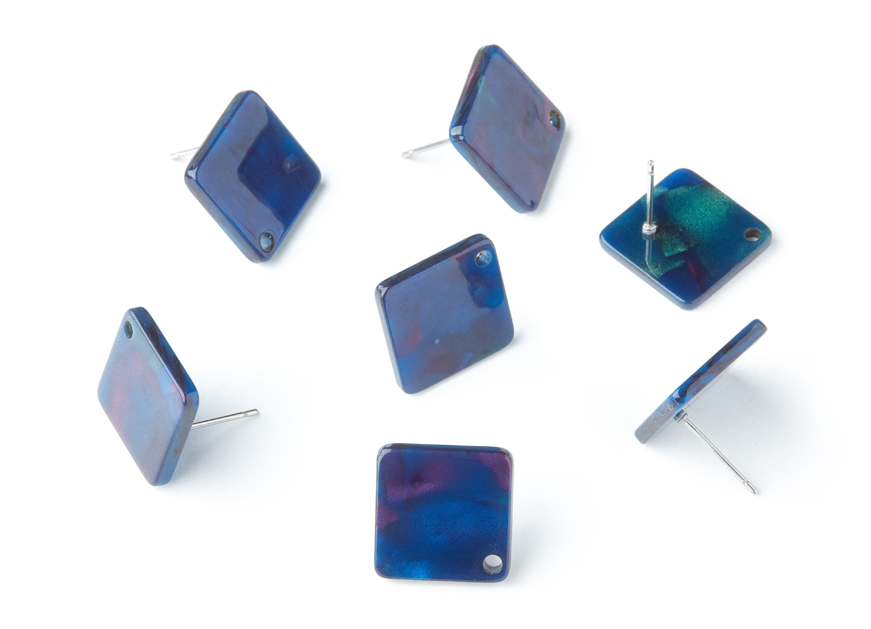 Acrylic Earring Post Charms - Stud Earring Charms - Tortoise Shell Earrings - Square Earrings - Color Code: A237 - 14.55x14.55x2mm - AC1387D - DOMEDBAZAAR