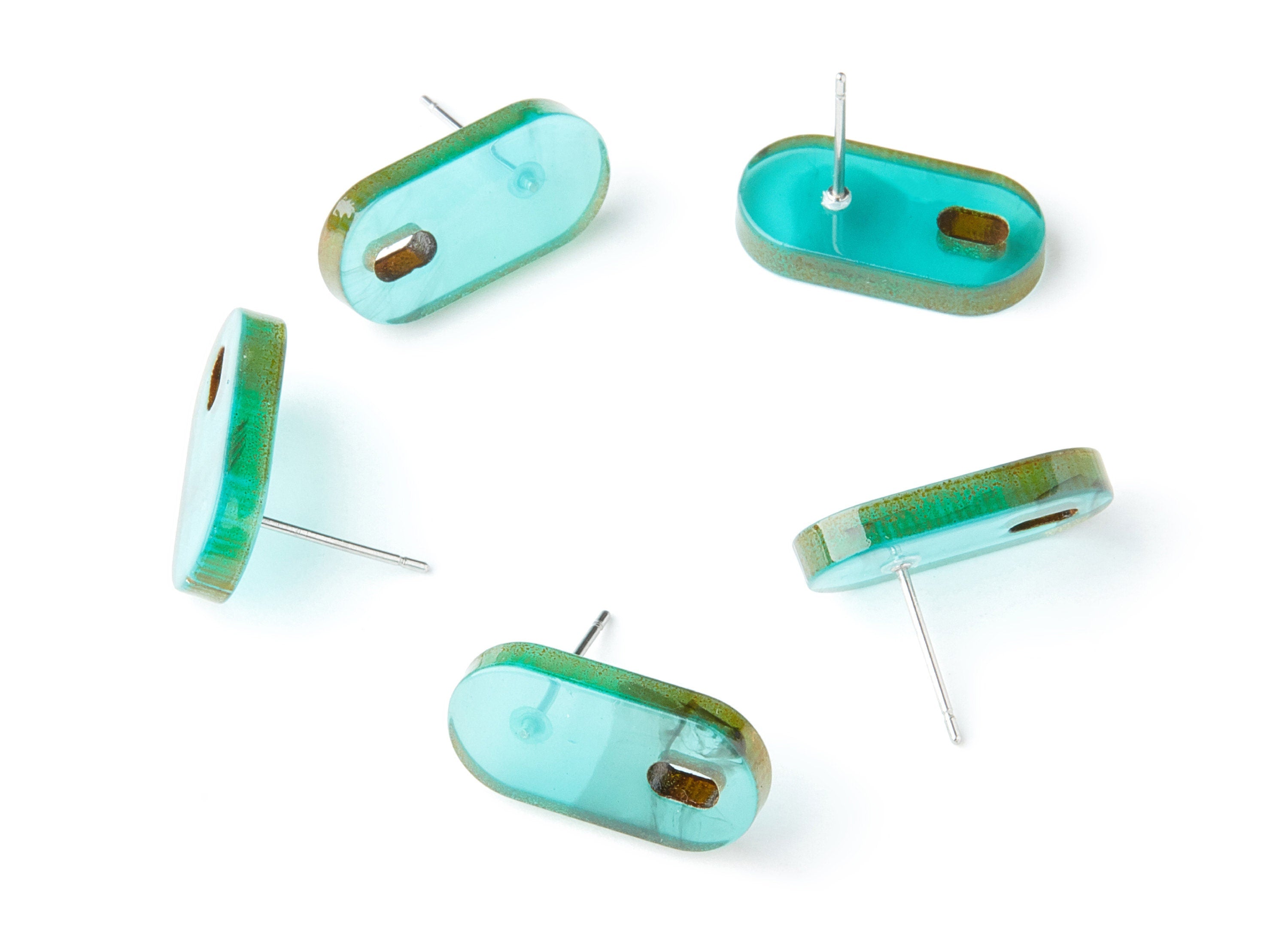 Acrylic Oval Earring Post - Acrylic Oval Earring Stud - Earring Post - Jewelry Supplies - Color Code: A235 - 19.48x9.67x2mm - AC1384B - DOMEDBAZAAR
