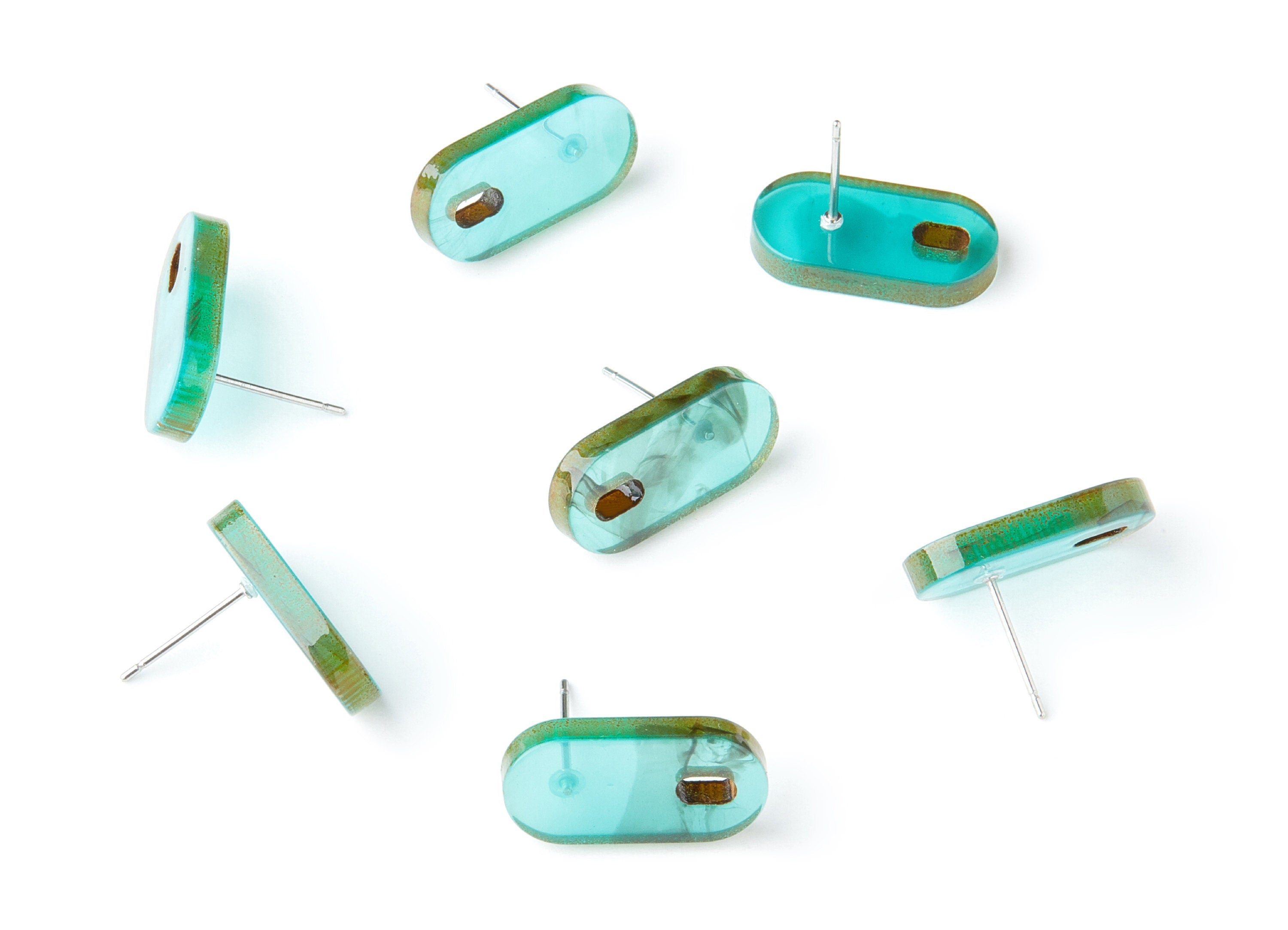 Acrylic Oval Earring Post - Acrylic Oval Earring Stud - Earring Post - Jewelry Supplies - Color Code: A235 - 19.48x9.67x2mm - AC1384B - DOMEDBAZAAR