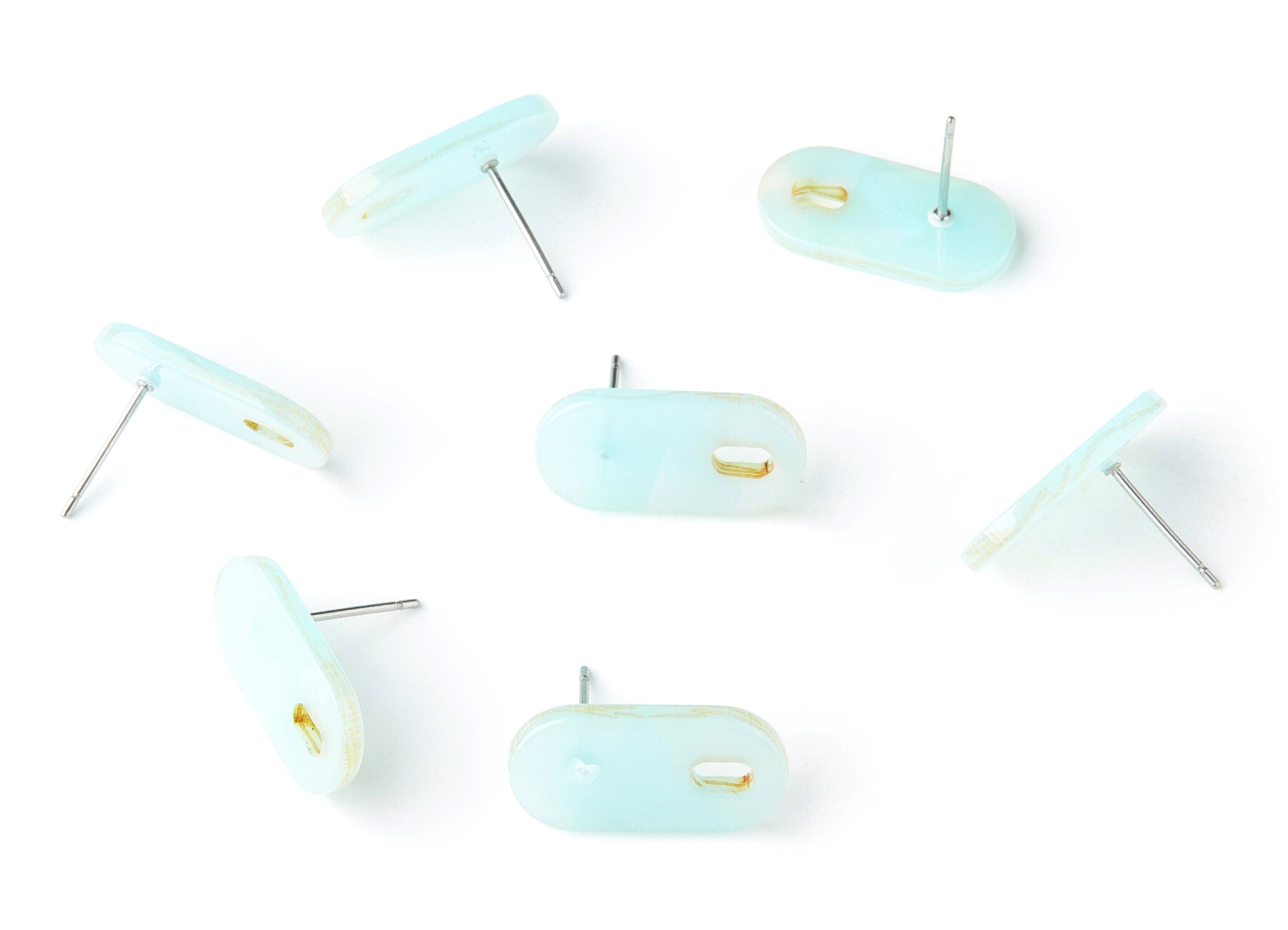 Acrylic Oval Earring Post - Oval Earring Stud - Earring Post - Jewelry Supplies - Color Code: A236 - 19.48x9.67x2mm - AC1384A - DOMEDBAZAAR