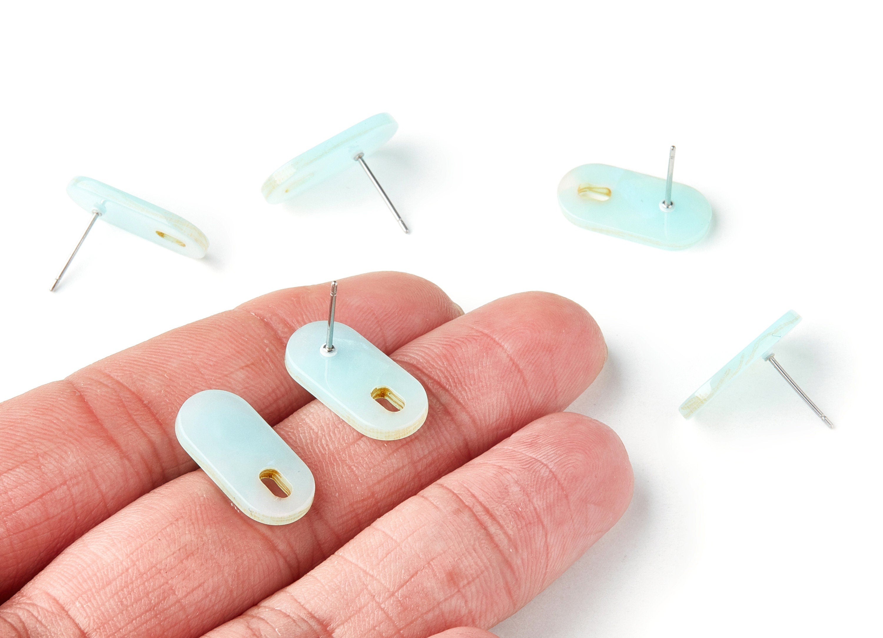 Acrylic Oval Earring Post - Oval Earring Stud - Earring Post - Jewelry Supplies - Color Code: A236 - 19.48x9.67x2mm - AC1384A - DOMEDBAZAAR